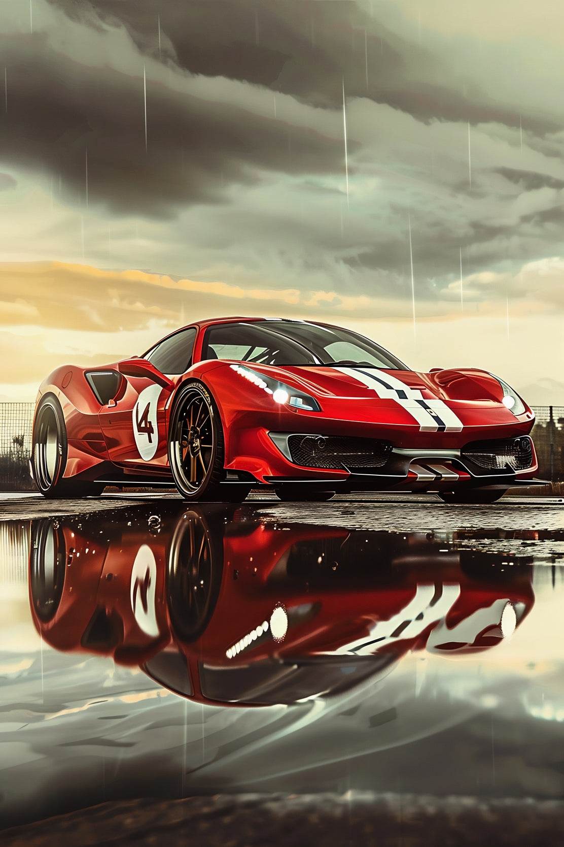 Ferrari488 Pista Red Wall Art - beink online art store