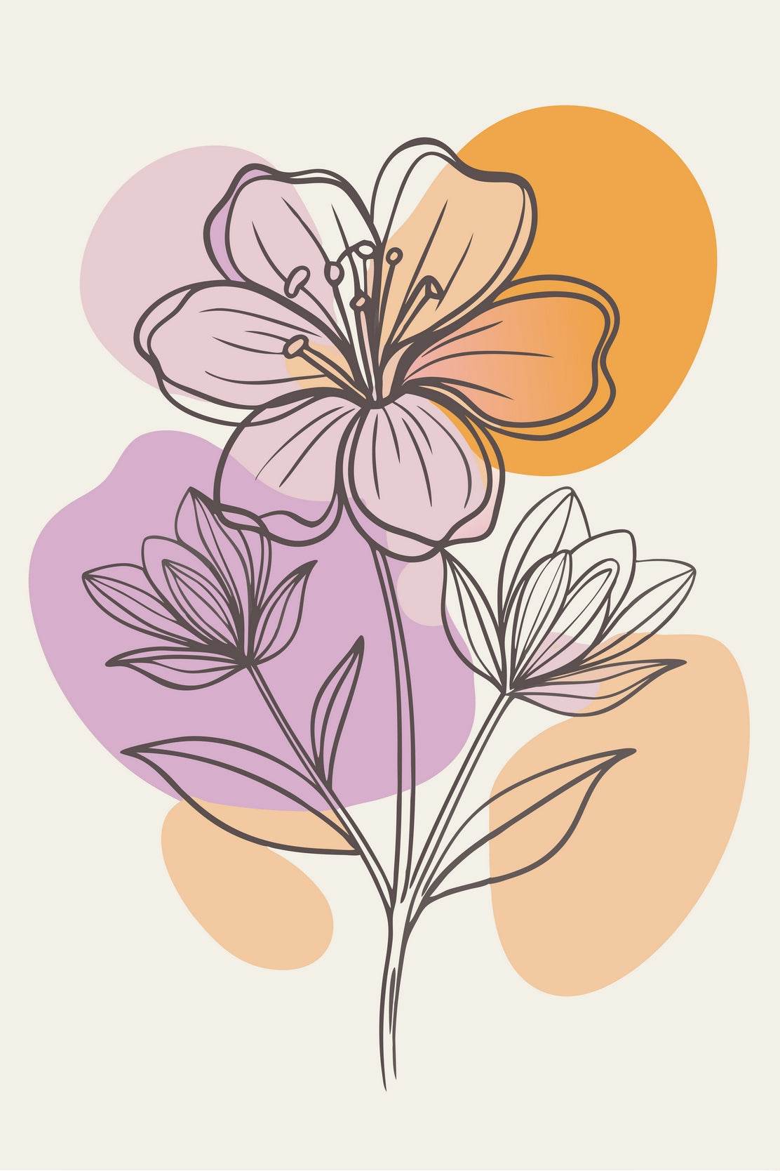 Beautiful Minimal Lilium Flower Wall Art - beink online art store