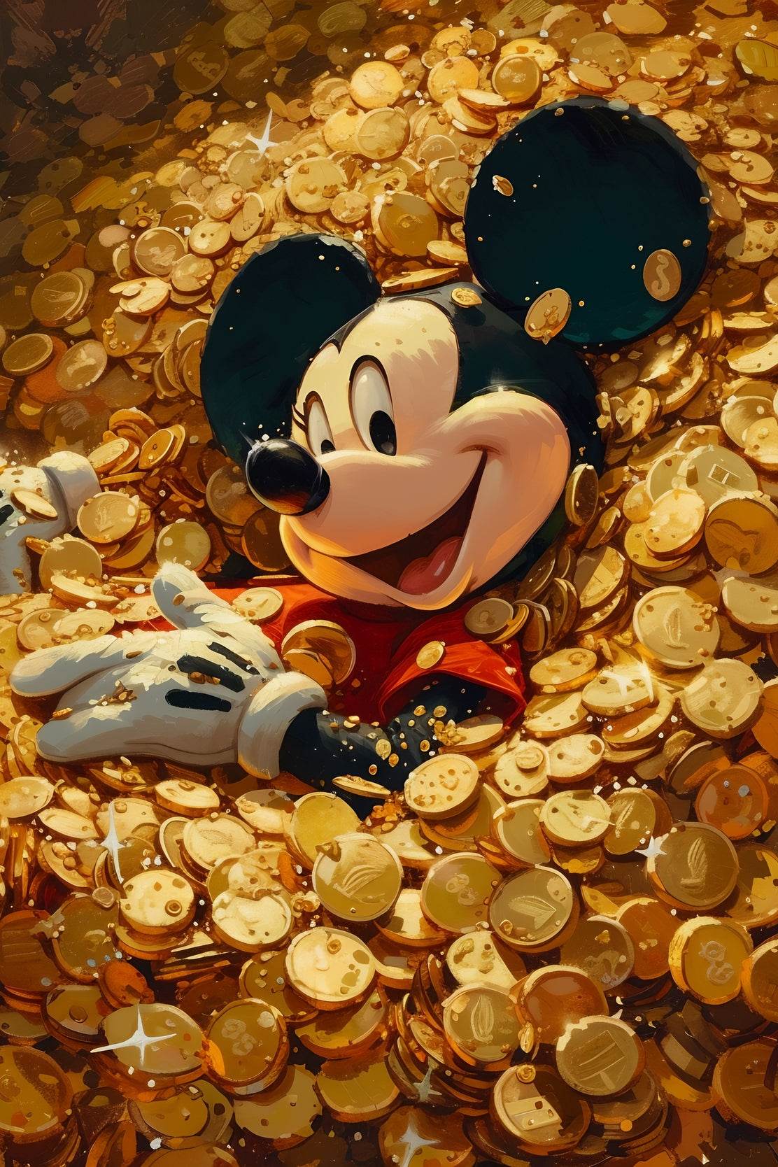 Mickey Mouse in Gold Coins Wall Art - beink online art store