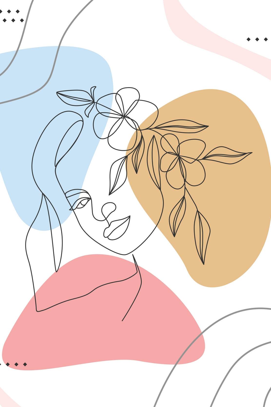 Beautiful Woman's Head Flower Wall Art - beink online art store