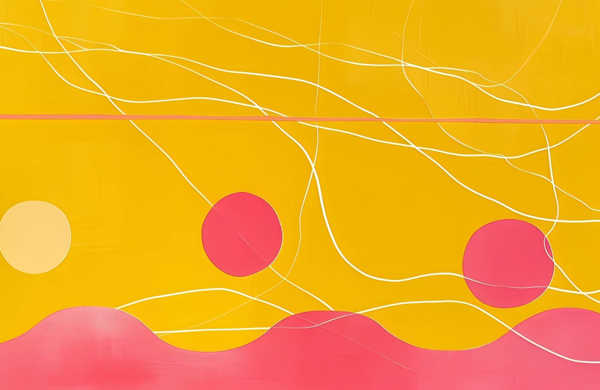 Floating Circles Abstract with Vibrant Waves - beink online art store