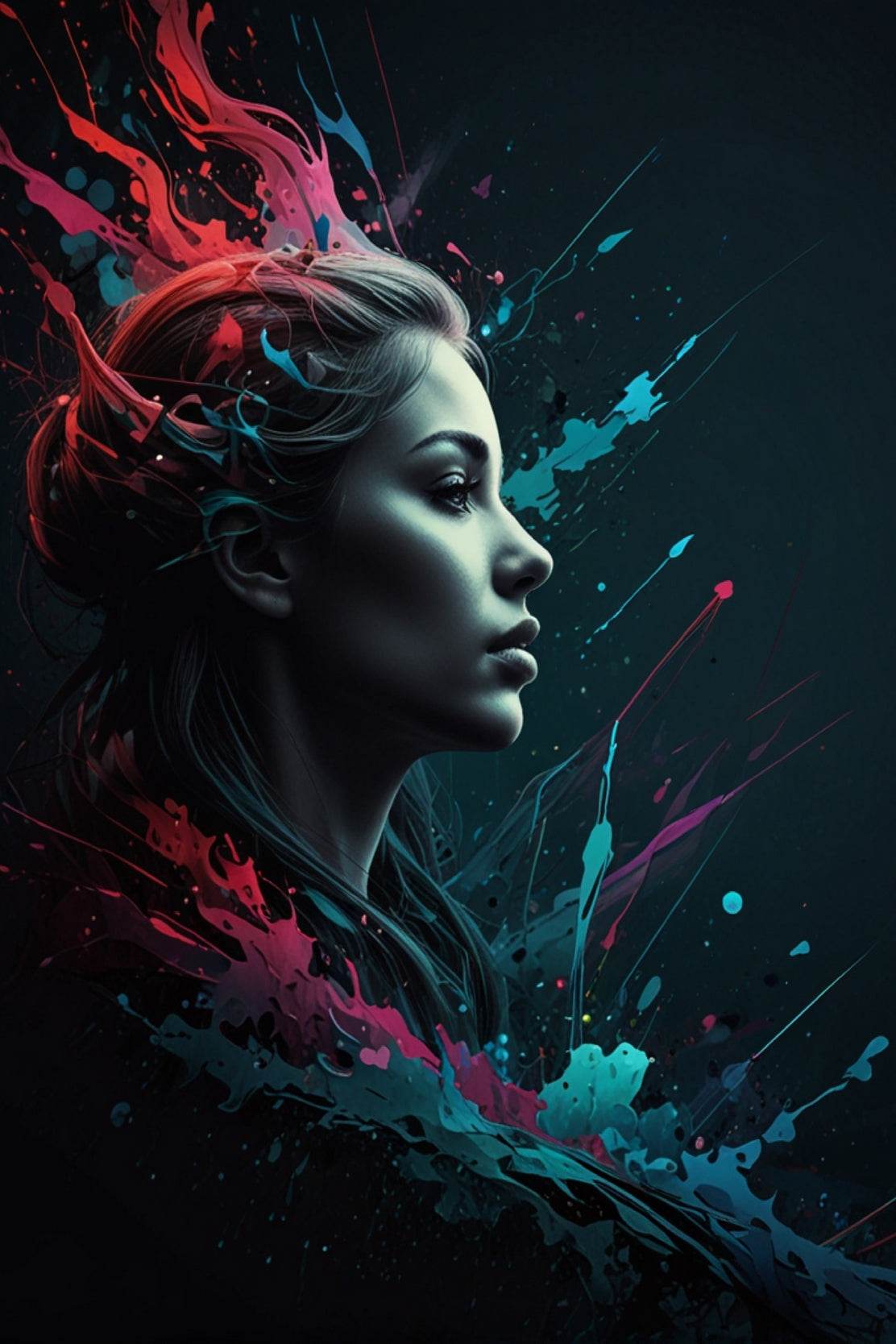 3D Colorful Female Portrait Digital Art - beink online art store