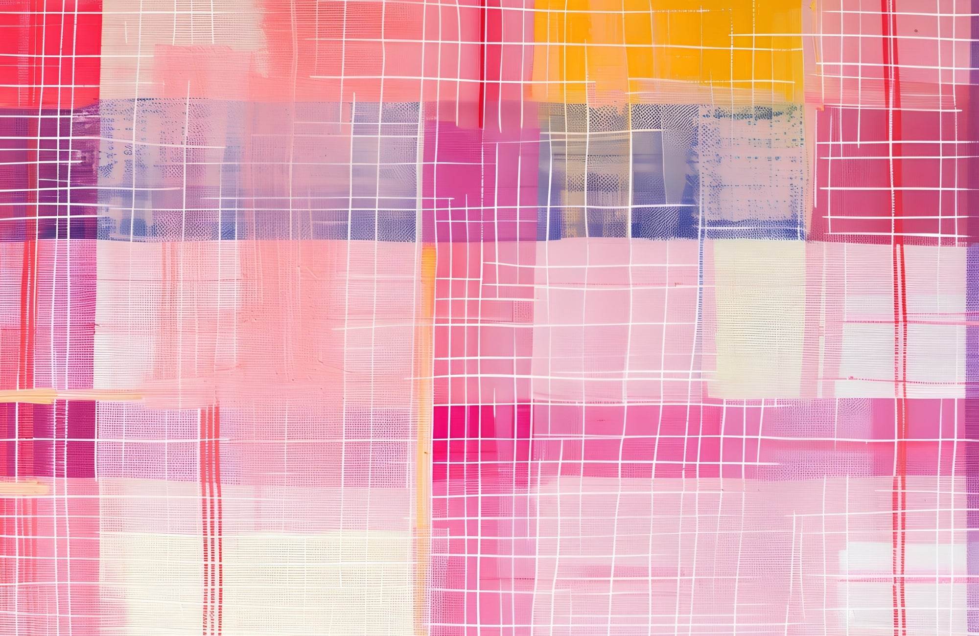 Abstract Painting of a Pink and Yellow Plaid - beink online art store