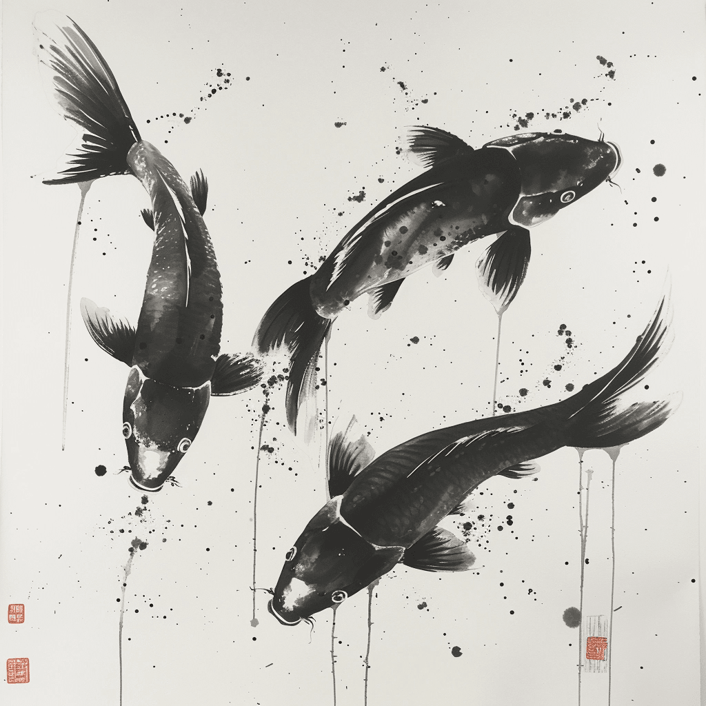 Three Koi Fish Painting Wall Art - beink online art store