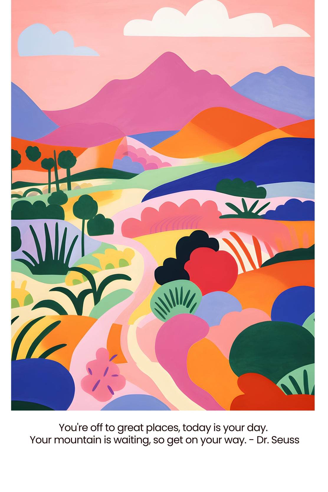 Colorful Painting of The Mountain Path Art - beink online art store