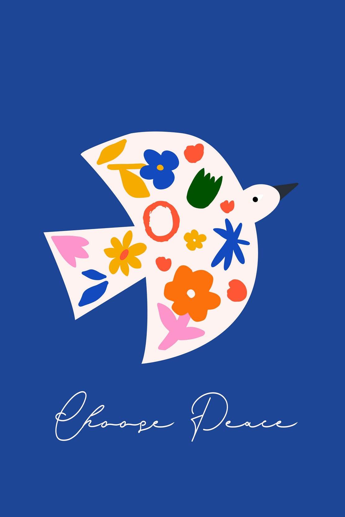 Bird Painting Decorated With Flowers Wall Art - beink online art store