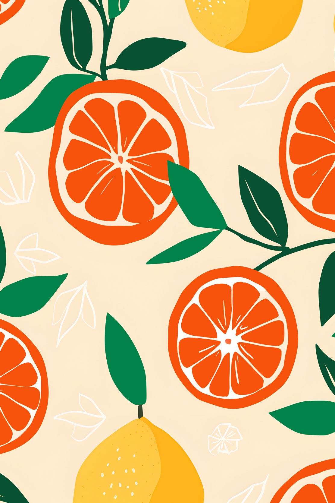 Drawing Of a Cut Orange Wall Art - beink online art store