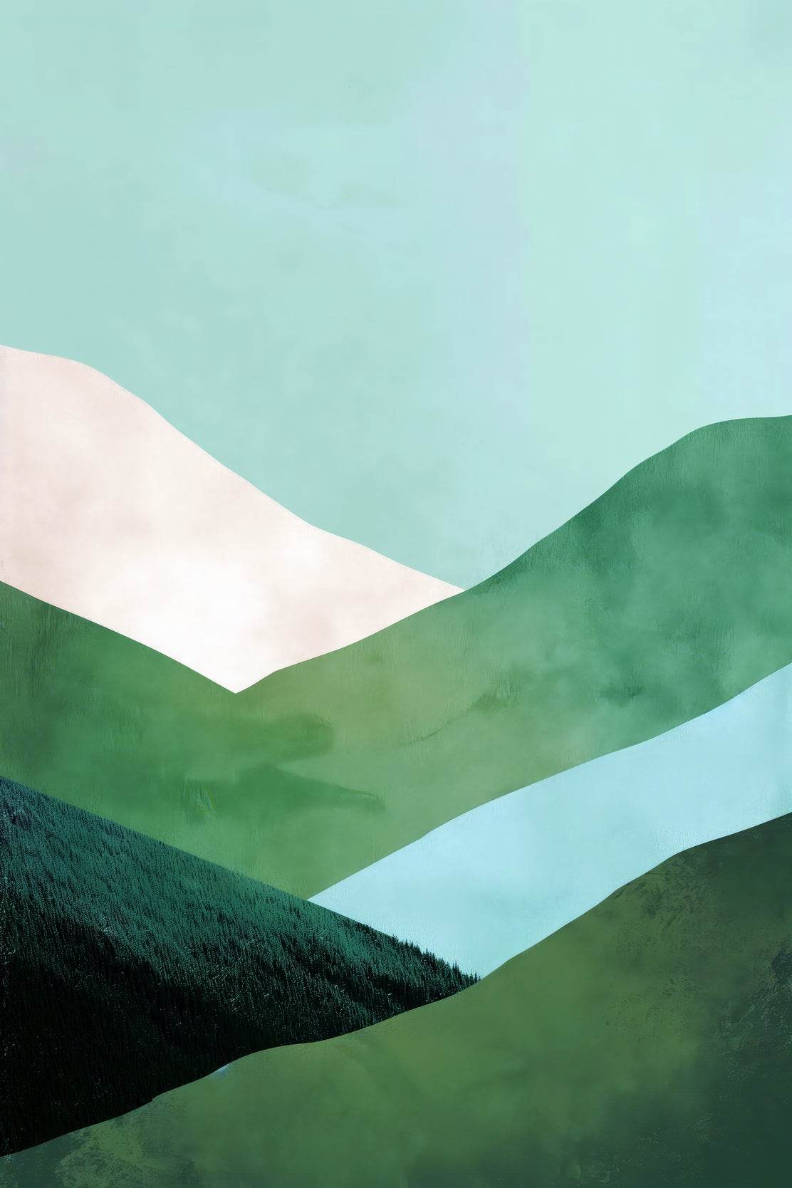 Painting Green Mountains Wall Art - beink online art store