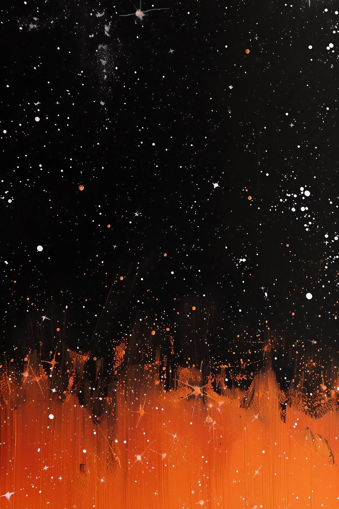 Orange glow night sky with stars wall art - beink online art store