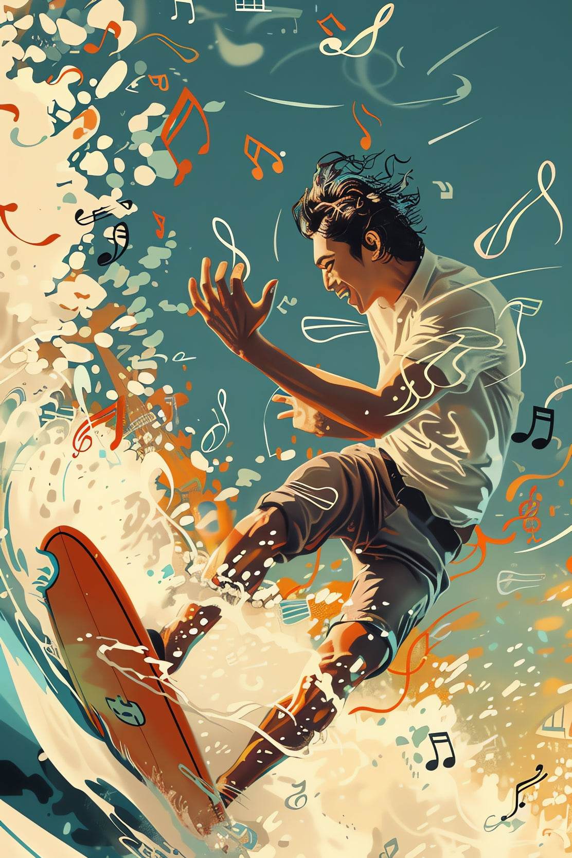 Skiing On Musical Notes Wall Art - beink online art store