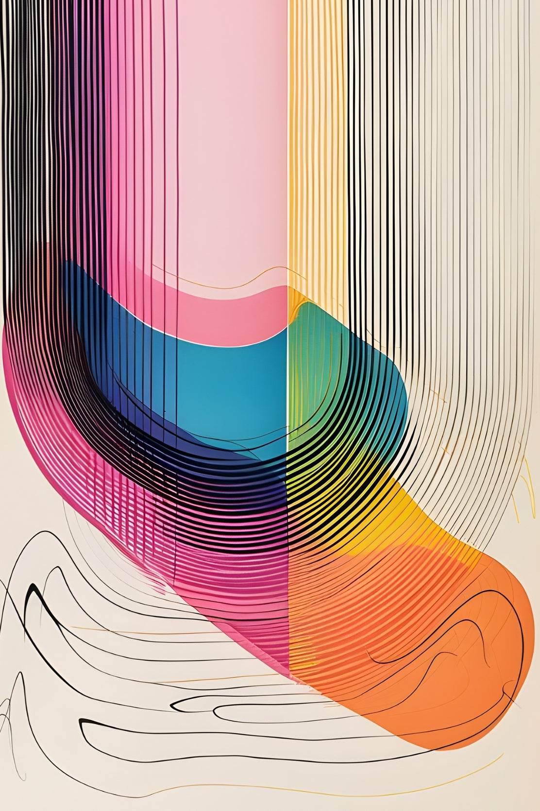 A Close Up of a Colorful Wavy Pattern Digital Art - beink online art store