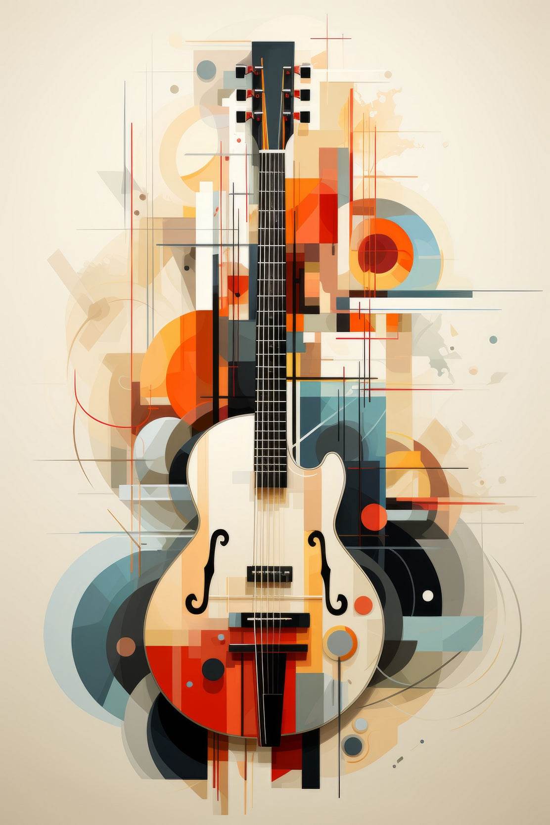 Guitar With Graphic Design Wall Art - beink online art store