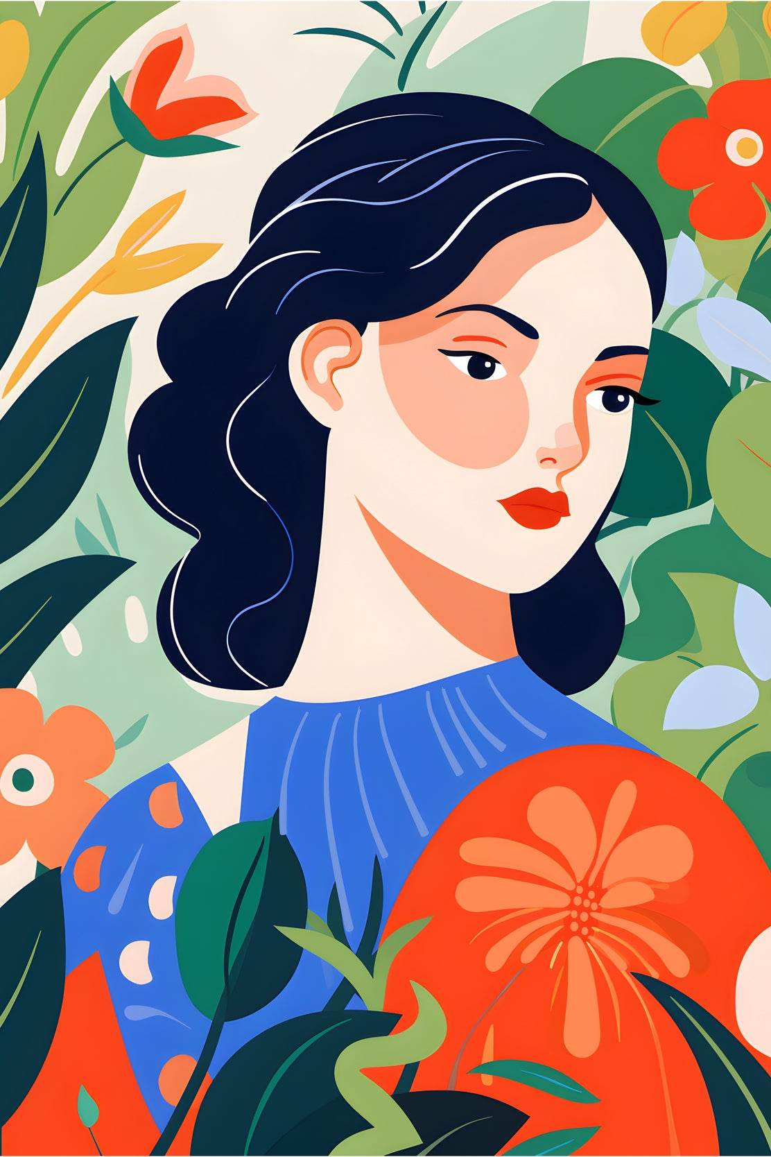 A Woman Painting Among Flowers - beink online art store