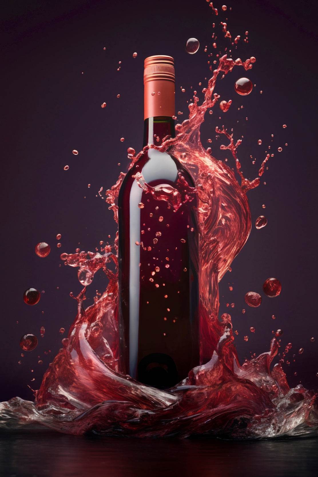 Red Wine Bottle With Purple Background Wall Art - beink online art store