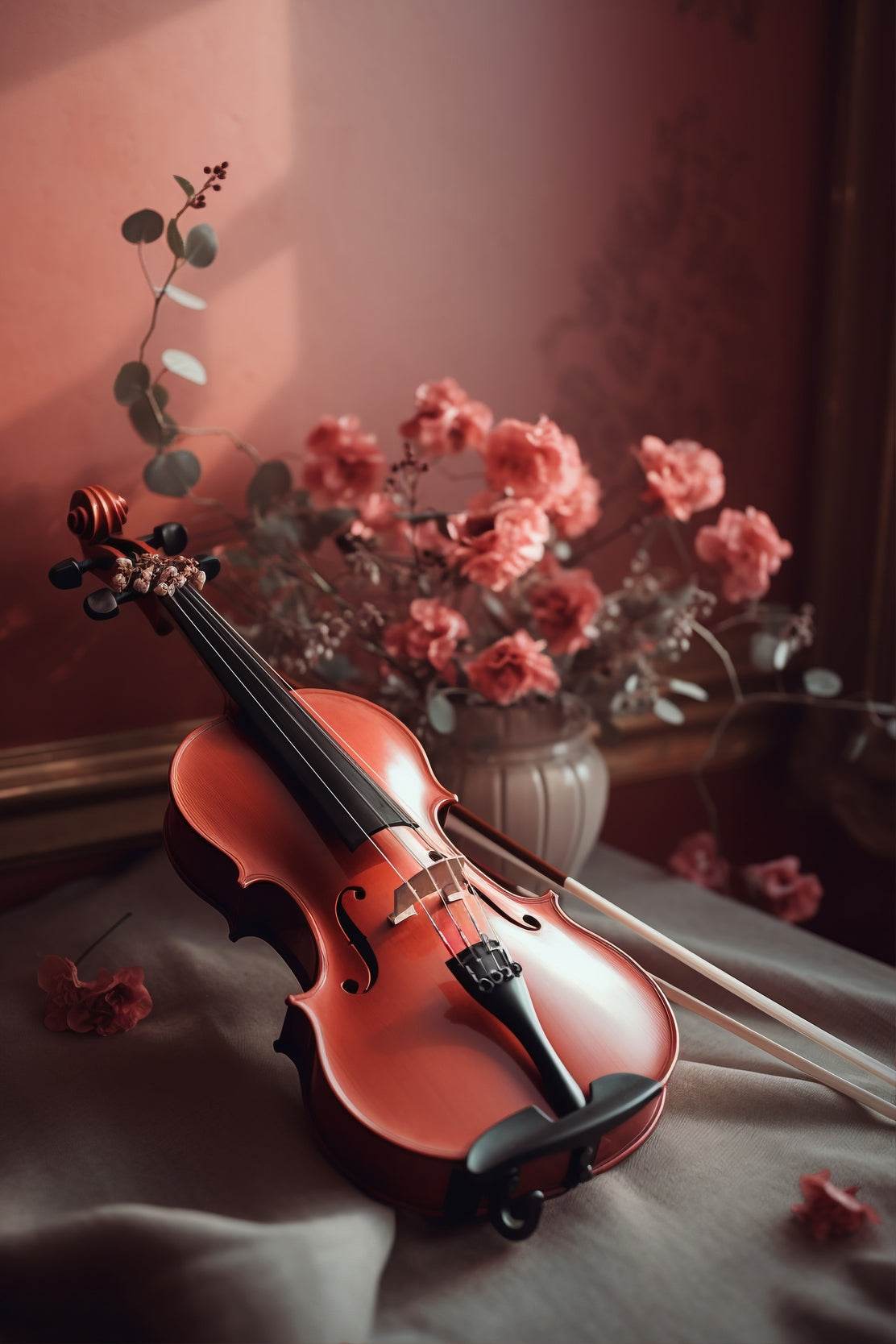 Stock Wooden Violin Next To The Vase Wall Art - beink online art store