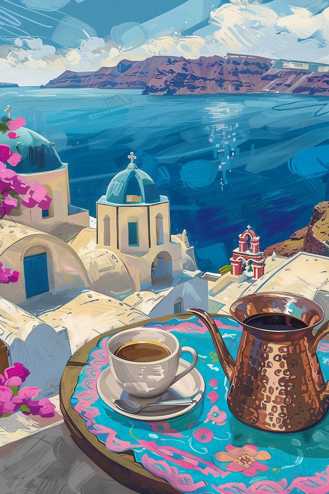 Santorini Sunrise Painting Wall Art - beink online art store