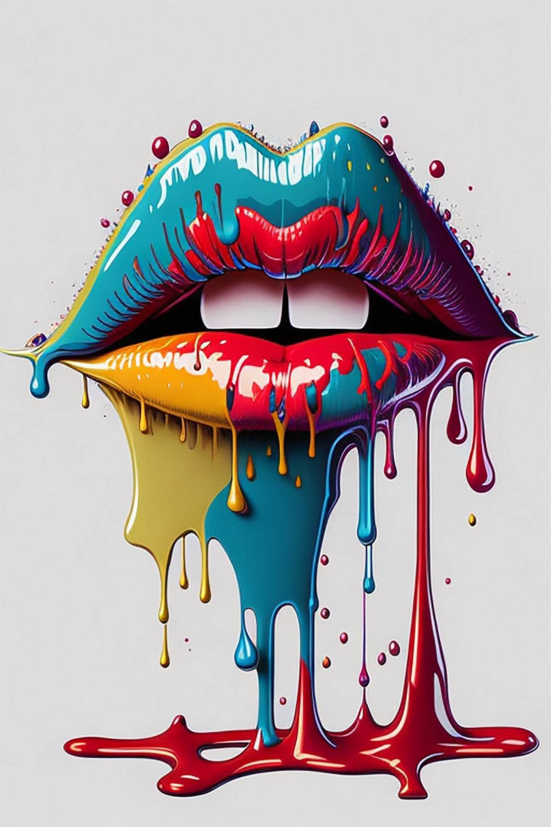 Woman Lips With Colorful Lipstick Wall Art - beink online art store
