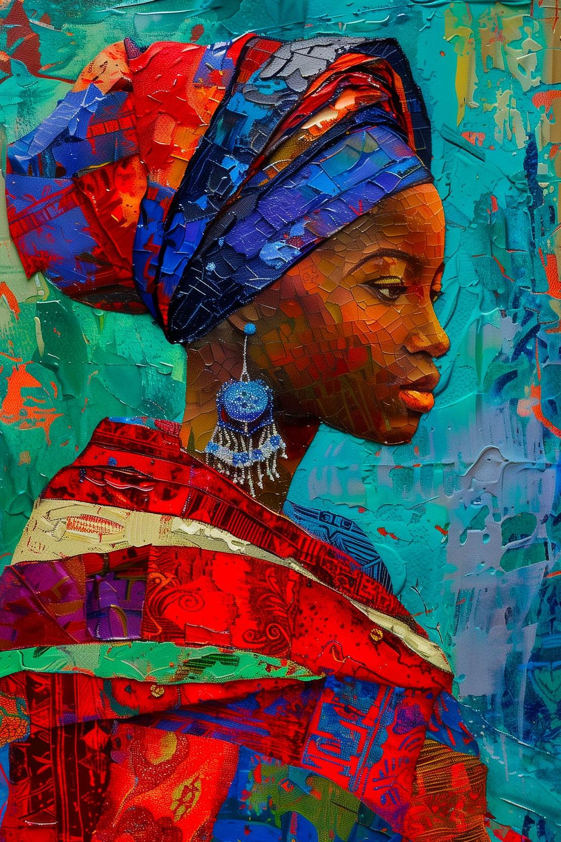 Colorful Scarf African Woman Wall Art - beink online art store