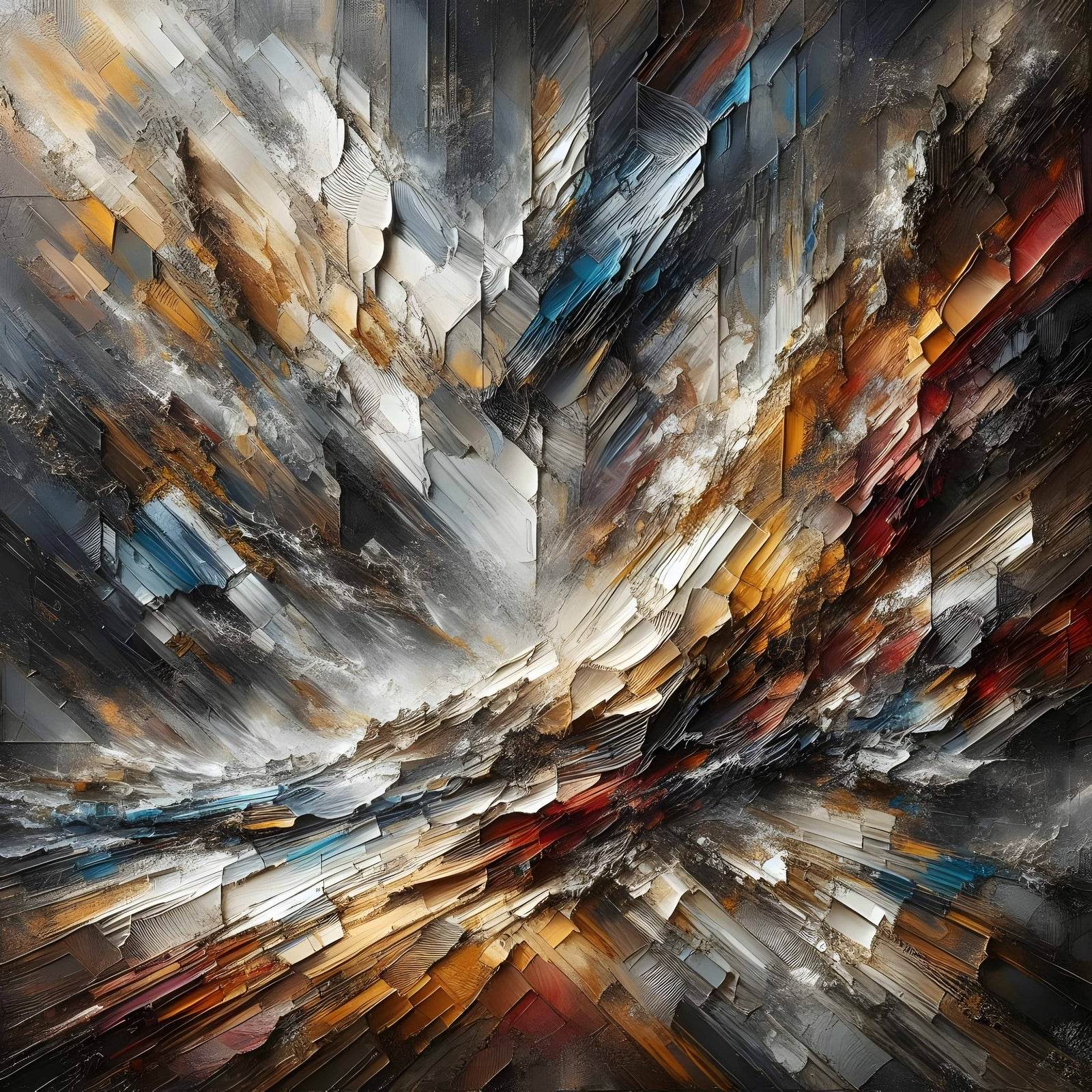 Brush Stroke Chaos on Paper Abstract Wall Art - beink online art store