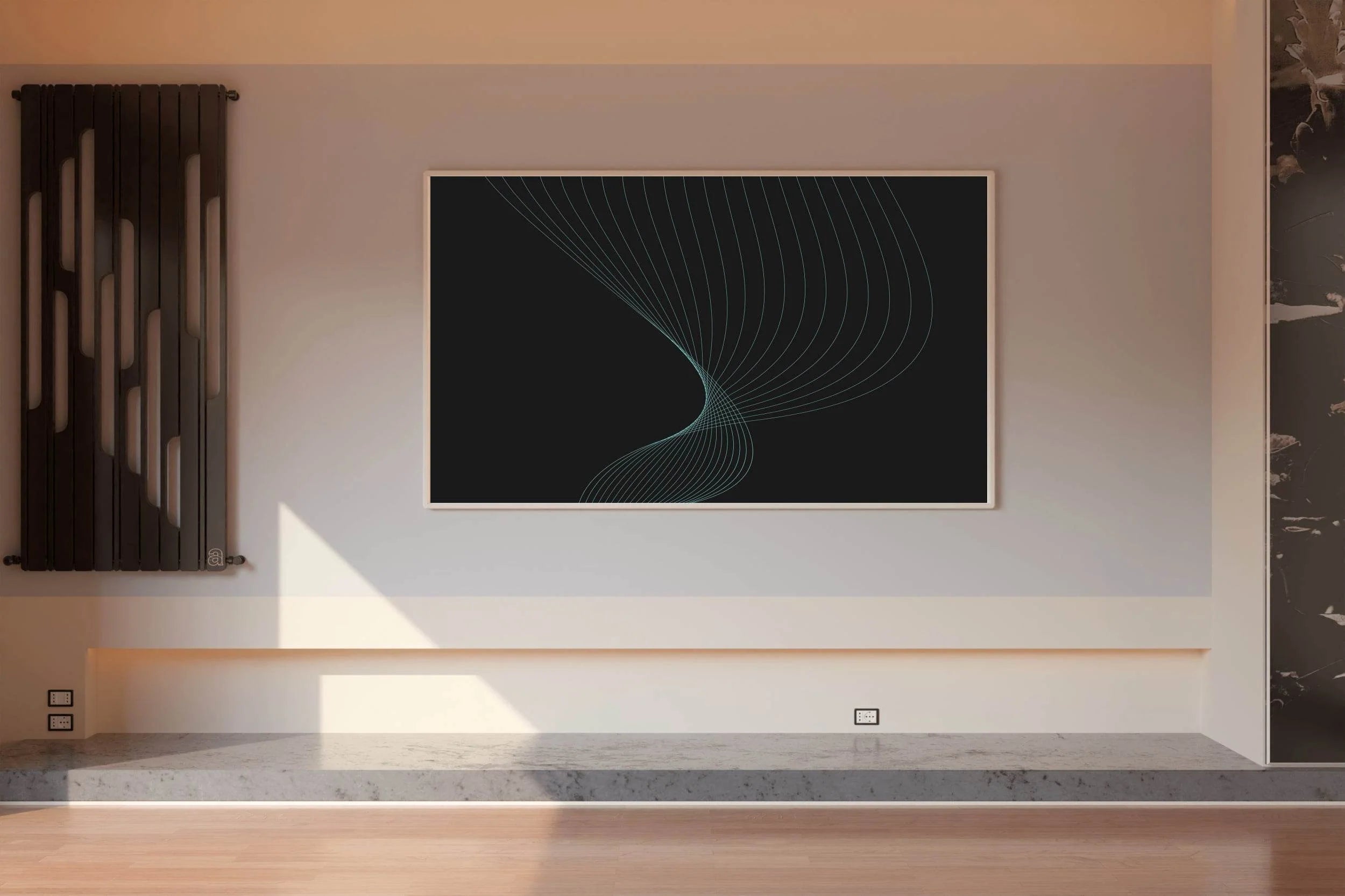 Green Color Technology Waves Abstract Wall Art - beink online art store