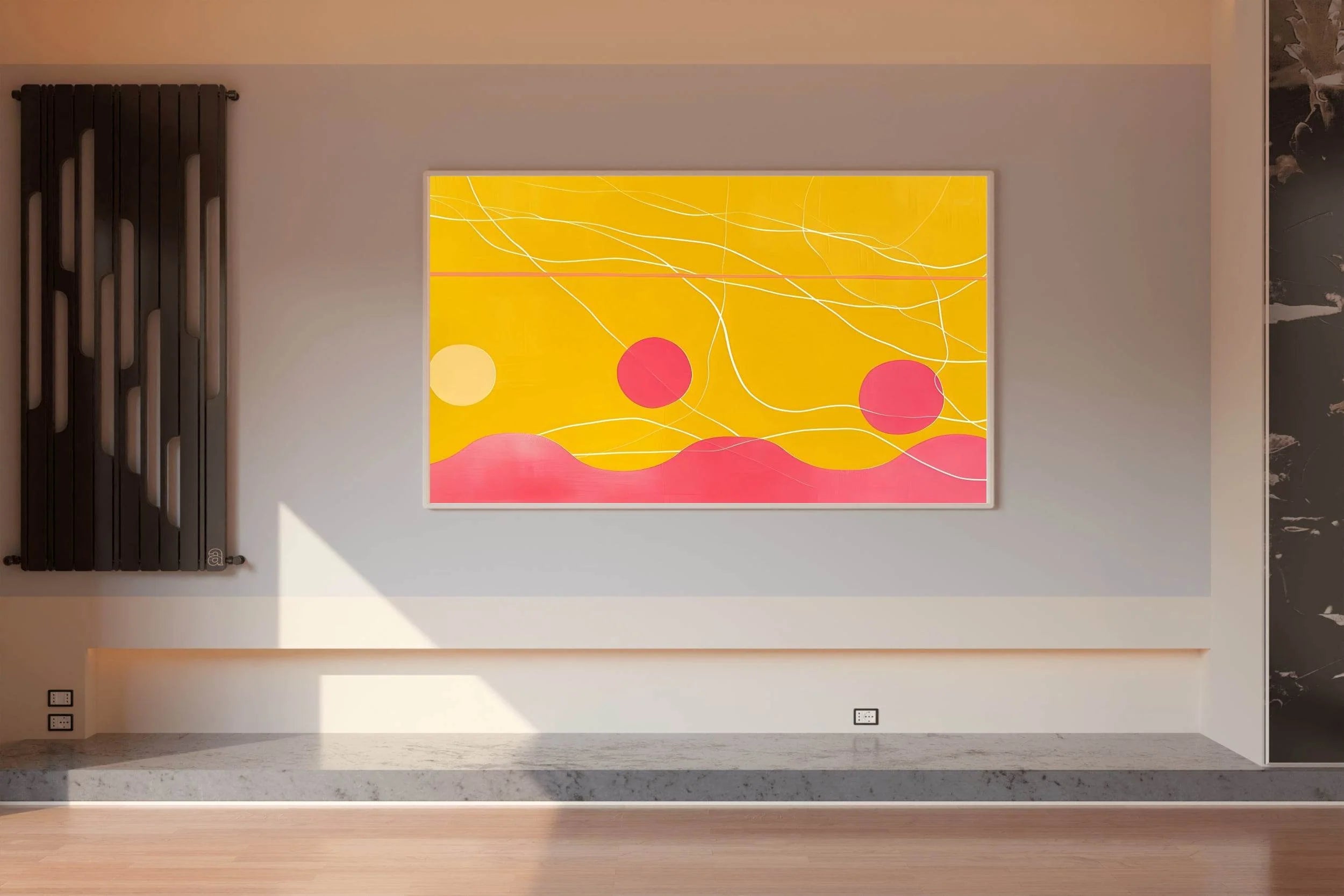 Floating Circles Abstract with Vibrant Waves - beink online art store