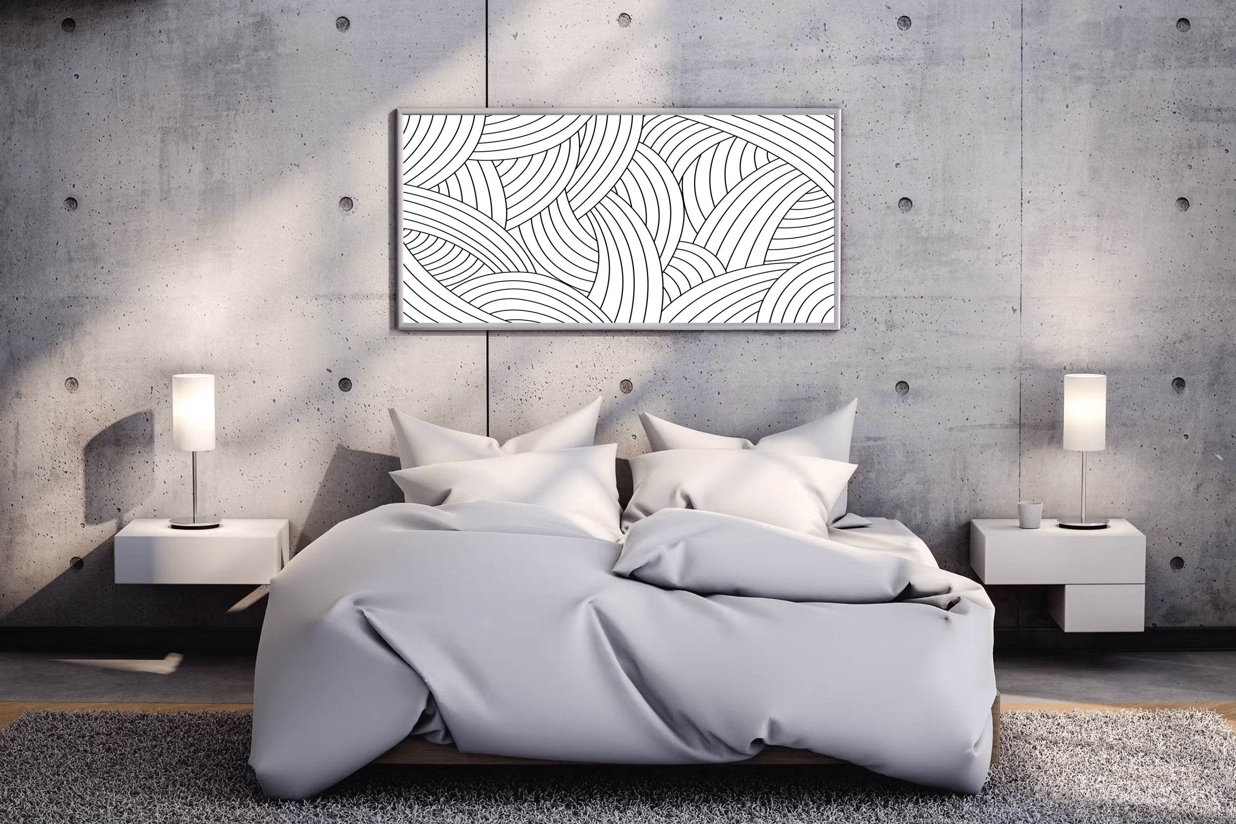 Seamless Black and White Pattern Abstract Wall Art - beink online art store