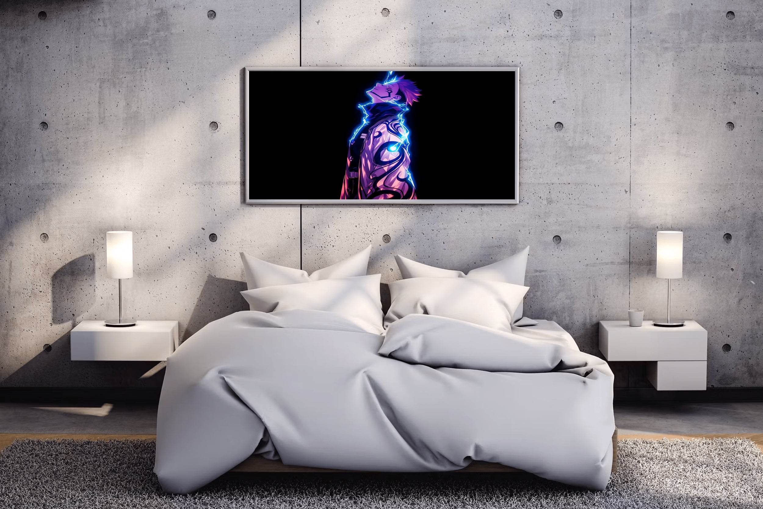 Neon Sukuna Jujutsu Kaisen Anime Wall Art - beink online art store