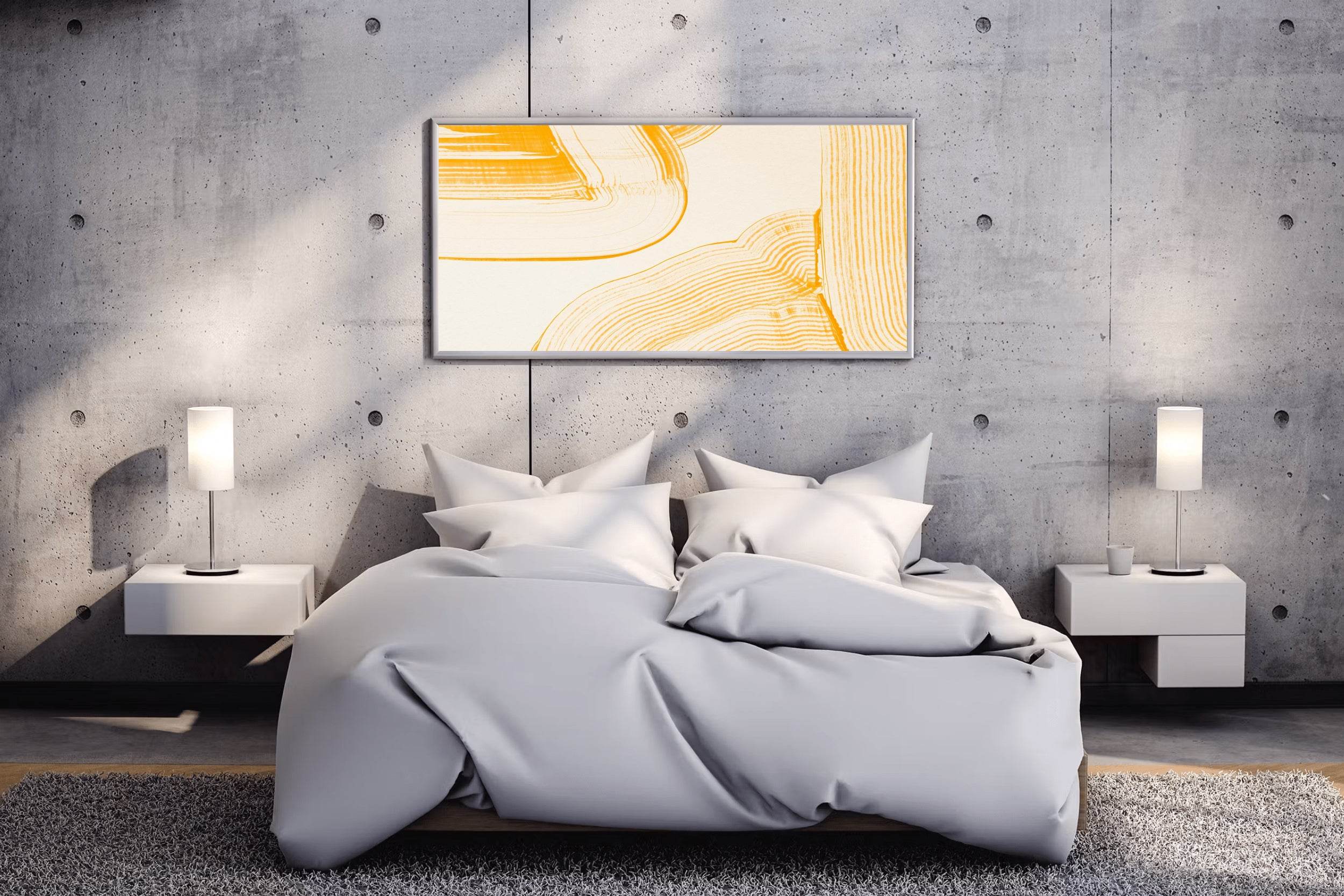 Yellow Brush Strokes Abstract Wall Art - beink online art store
