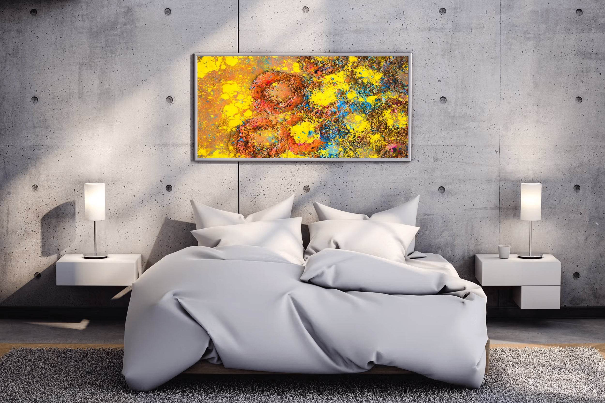 Round Prints on Painted Surface Abstract Wall Art - beink online art store