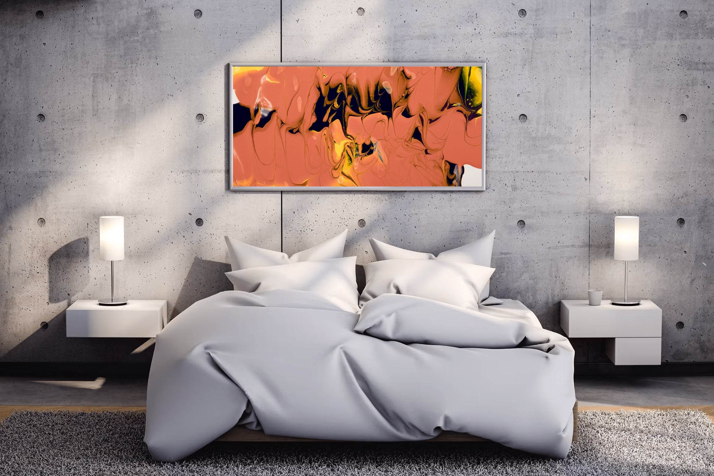 Black Paint Mixing With Yellow Abstract Wall Art - beink online art store