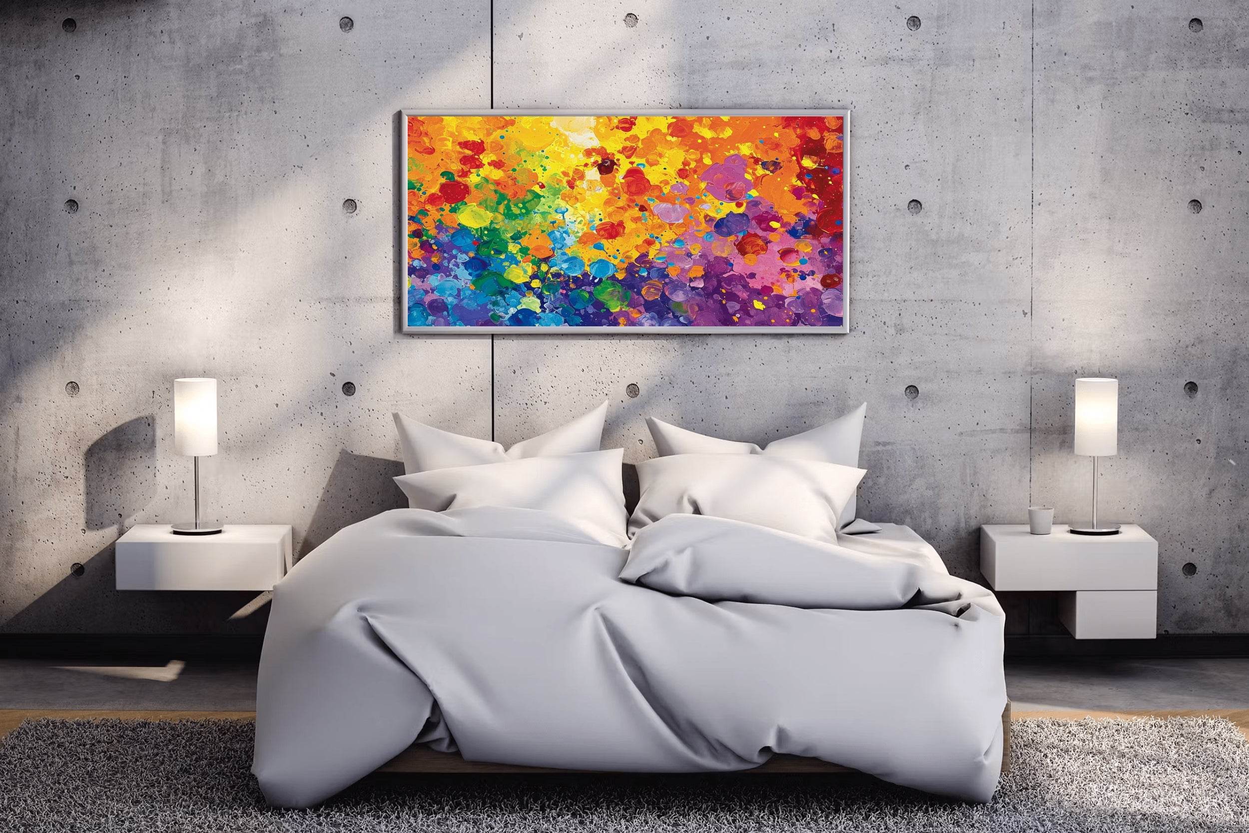 Multicolors Abstract of Paint Splattered on Canvas - beink online art store