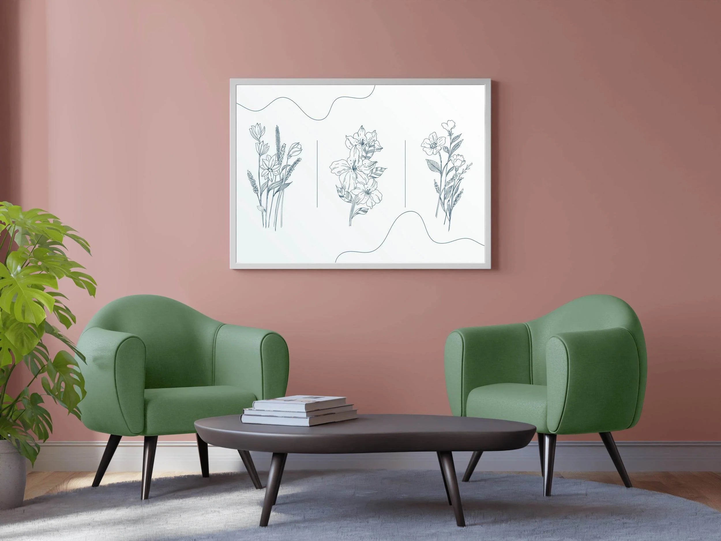 Hand Drawn Flowers Wall Art - beink online art store