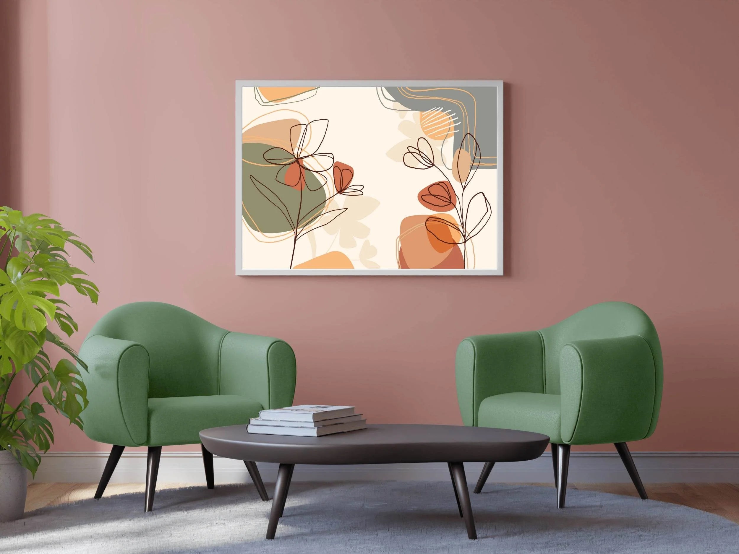 Handdrawn Flowers Abstract Wall Art - beink online art store