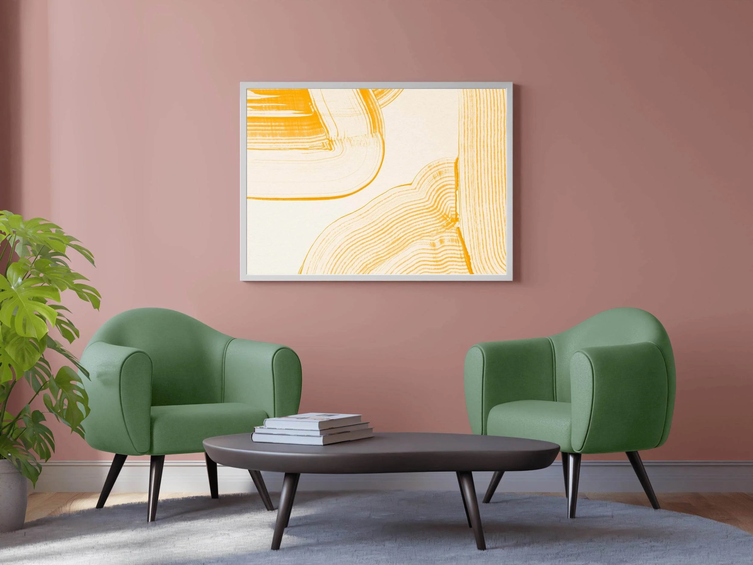 Yellow Brush Strokes Abstract Wall Art - beink online art store