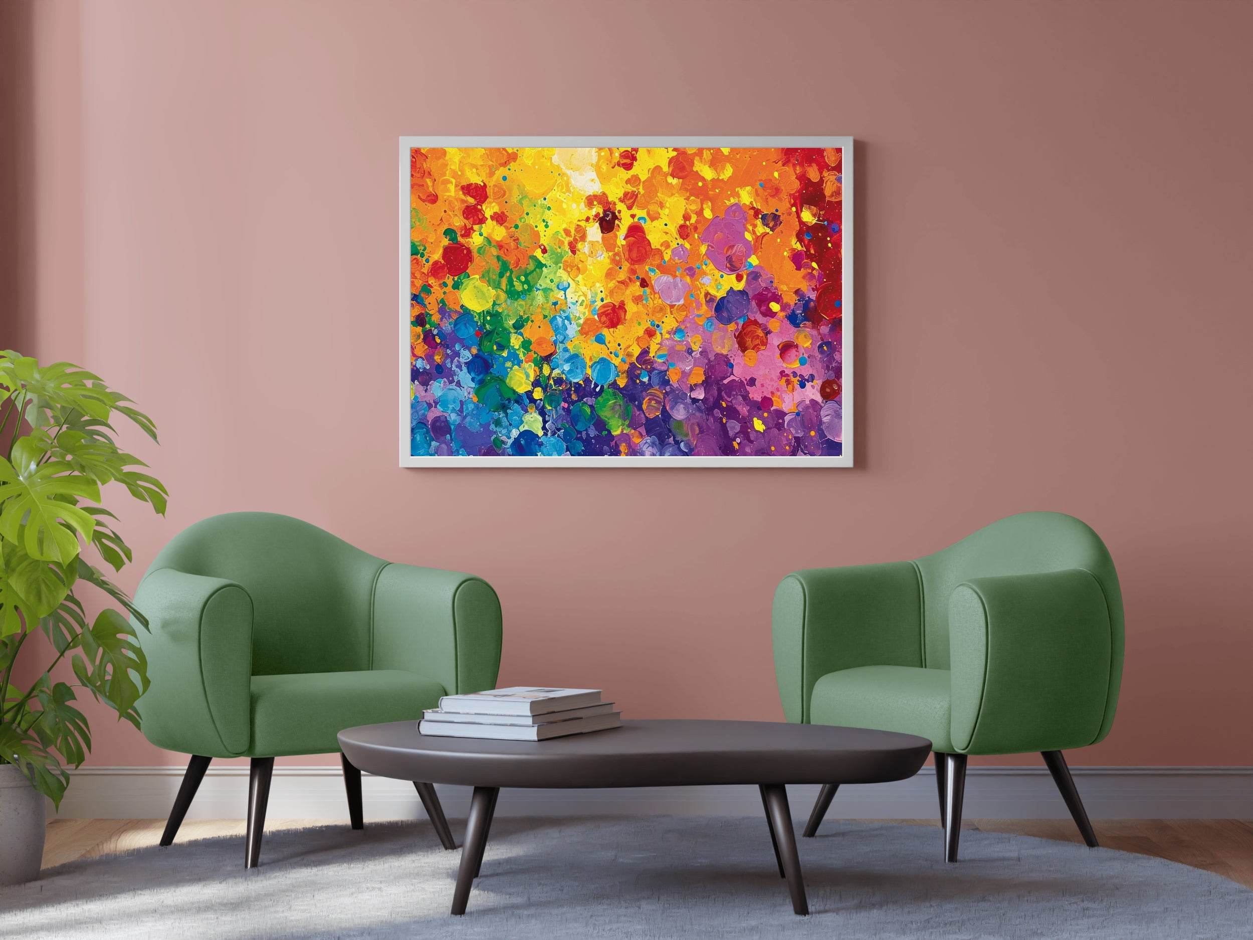 Multicolors Abstract of Paint Splattered on Canvas - beink online art store