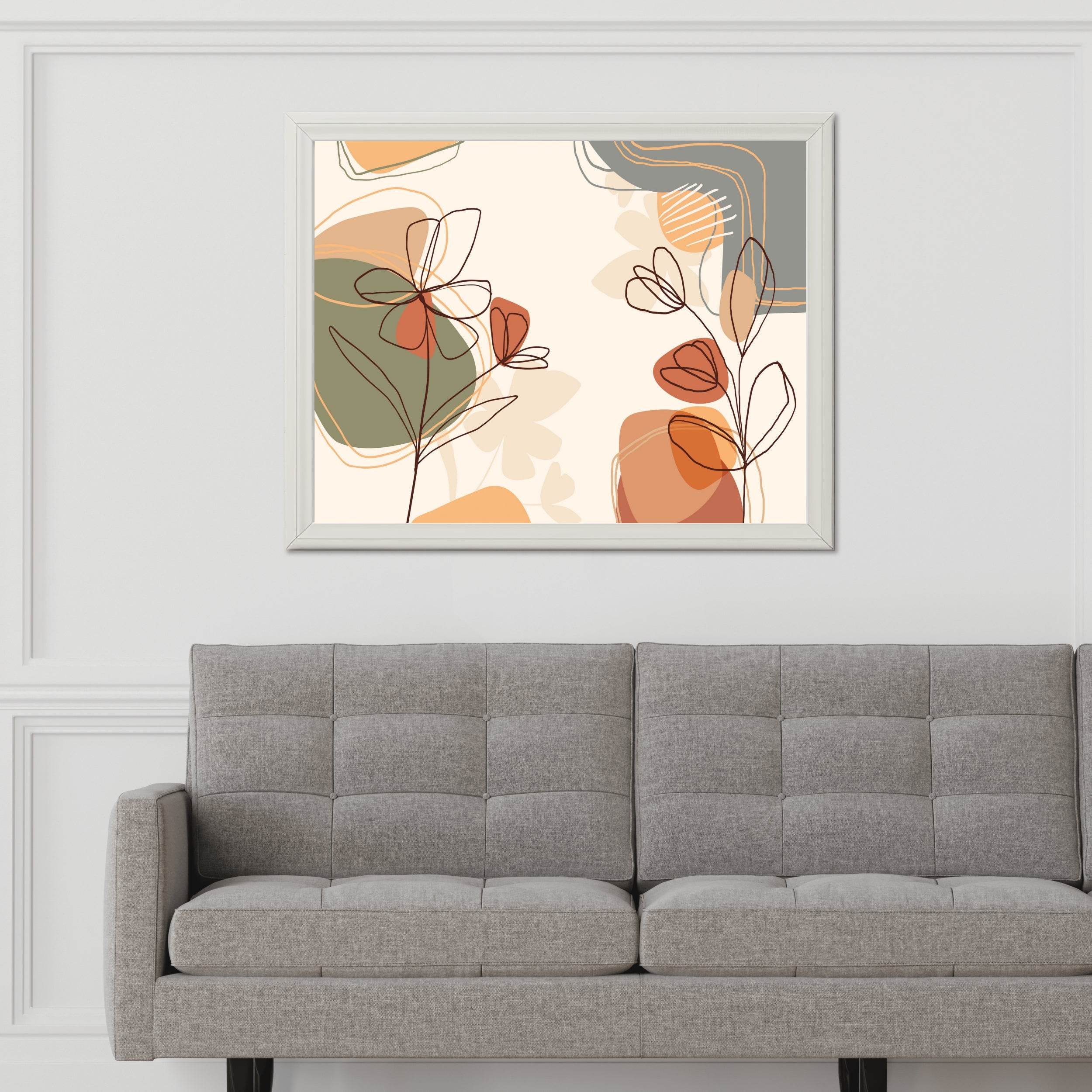 Handdrawn Flowers Abstract Wall Art - beink online art store