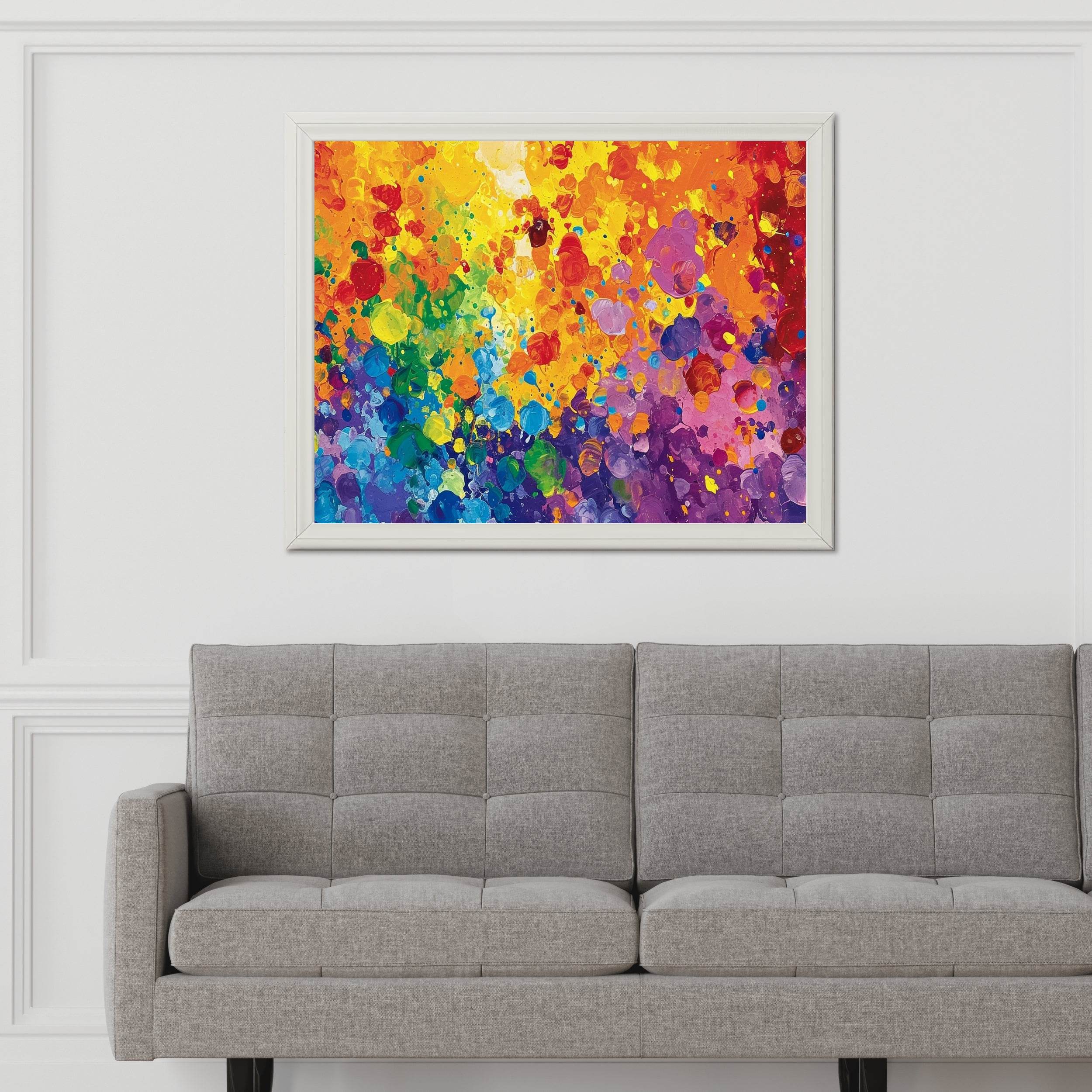 Multicolors Abstract of Paint Splattered on Canvas - beink online art store