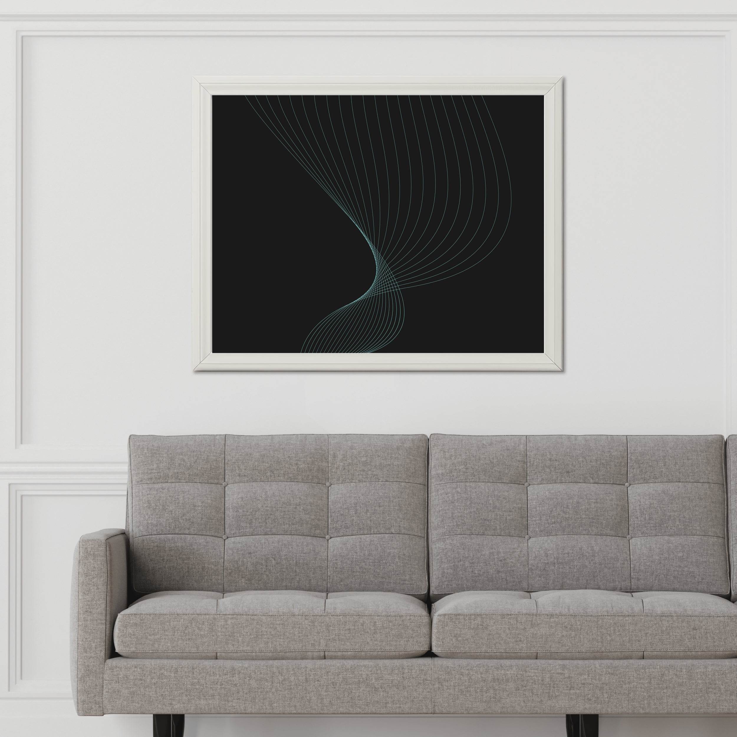 Green Color Technology Waves Abstract Wall Art - beink online art store
