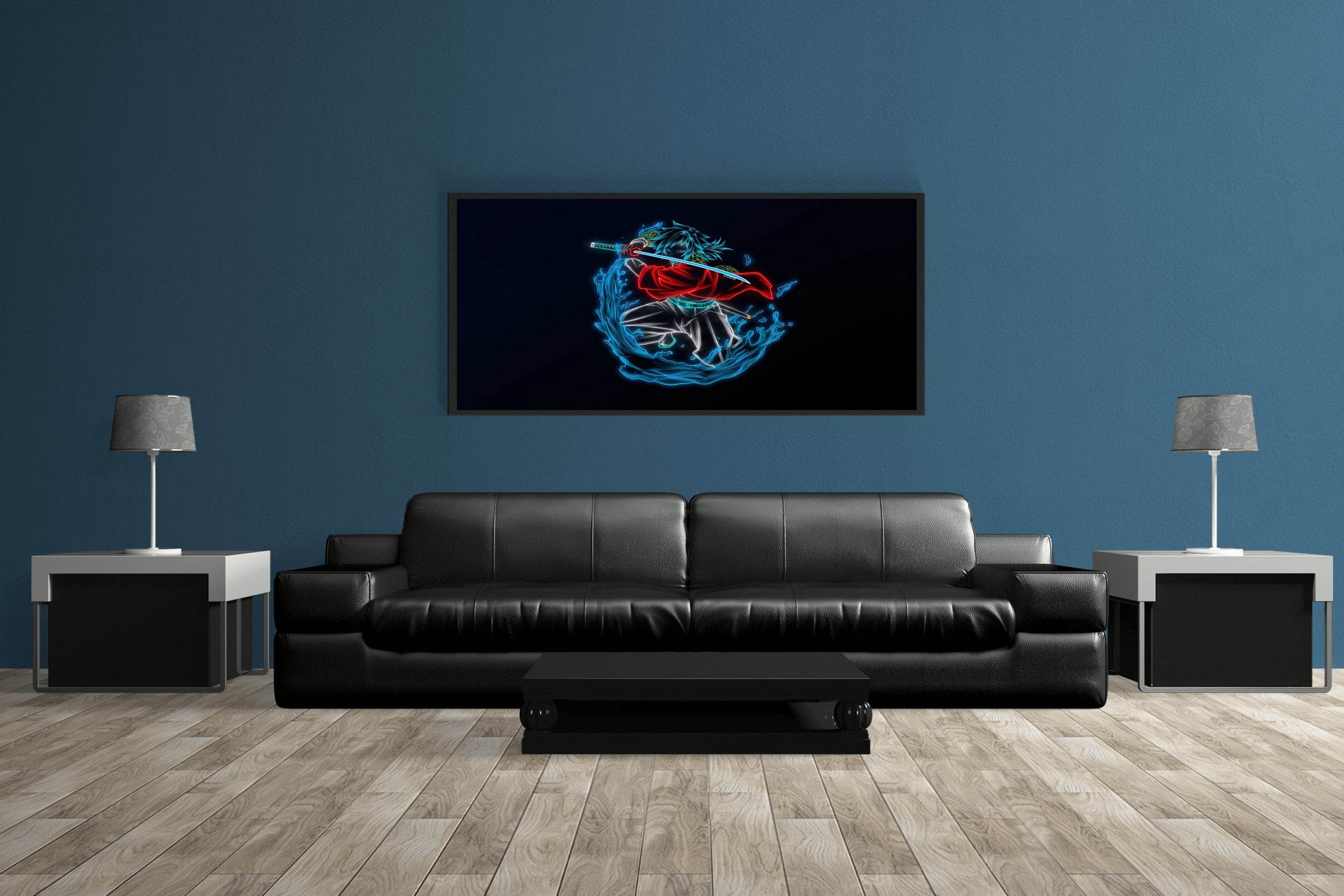 Neon Giyu Tomioka Anime Wall Art - beink online art store