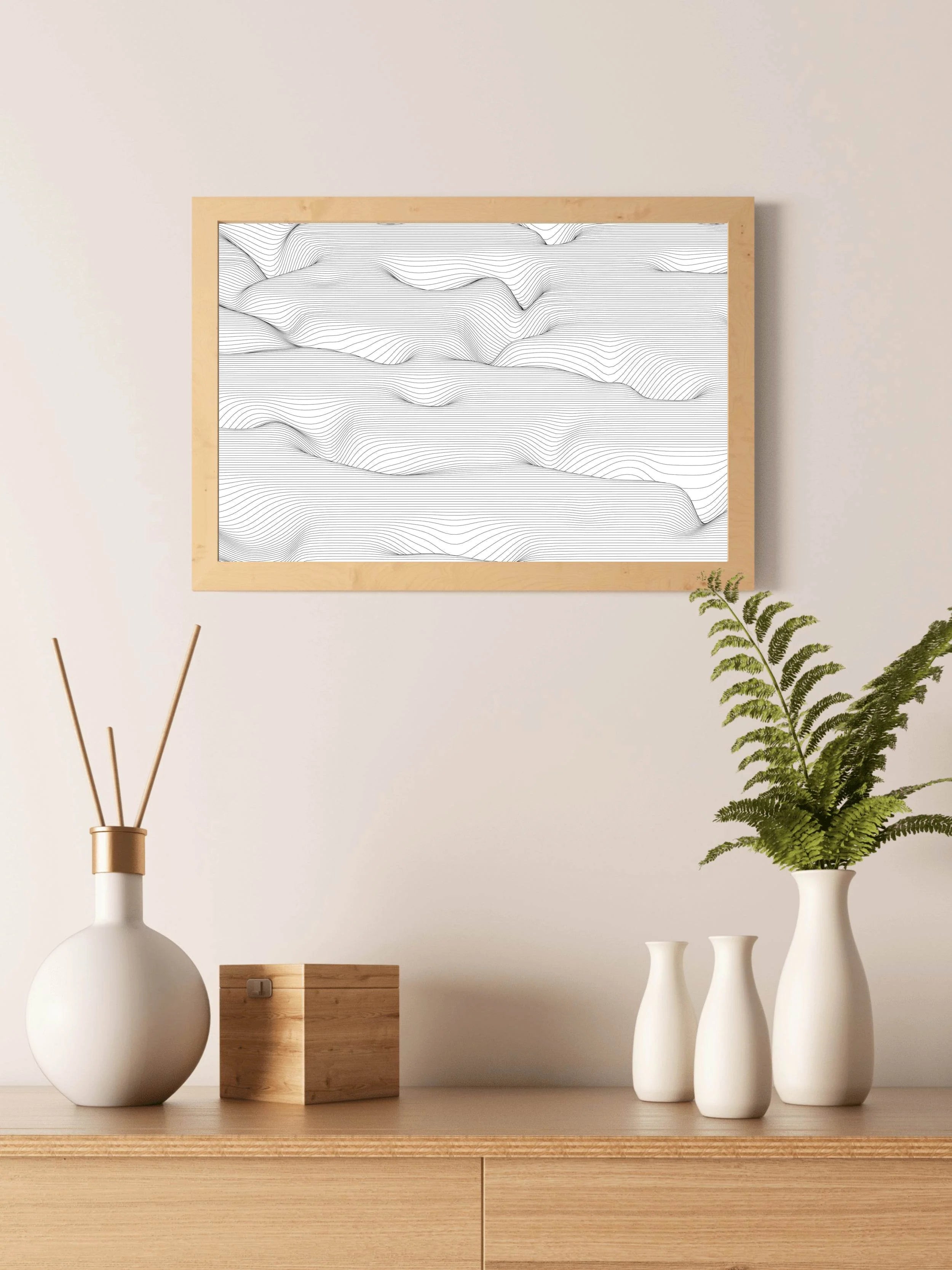 Hair Line Wave Abstract Wall Art - beink online art store