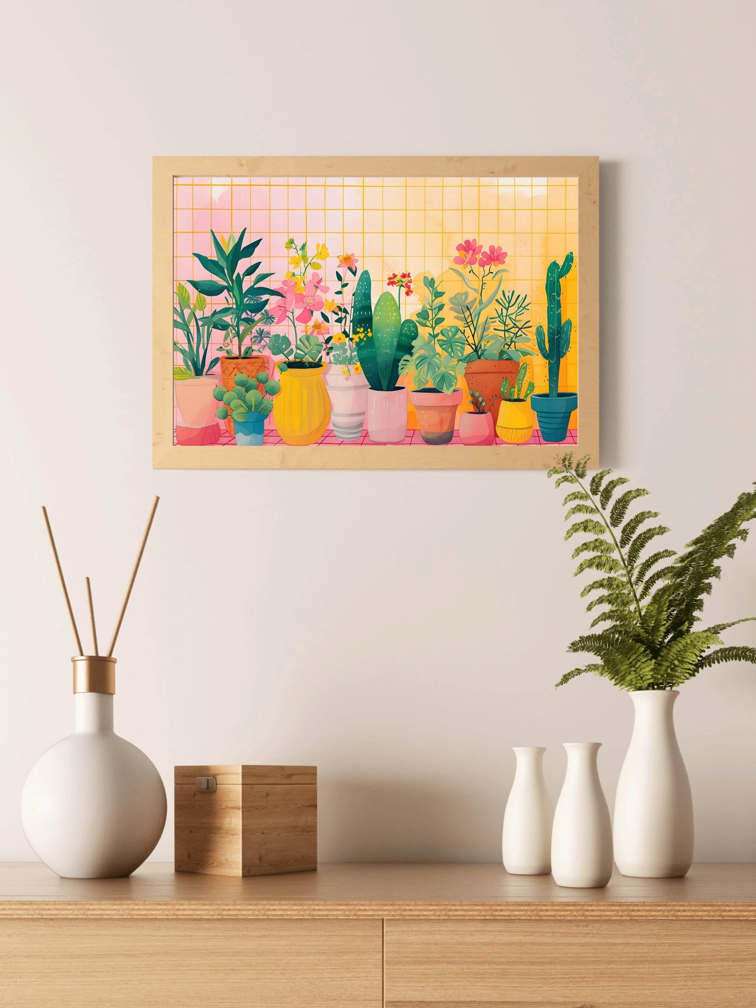 Colorful Abstract of Potted Plants - beink online art store