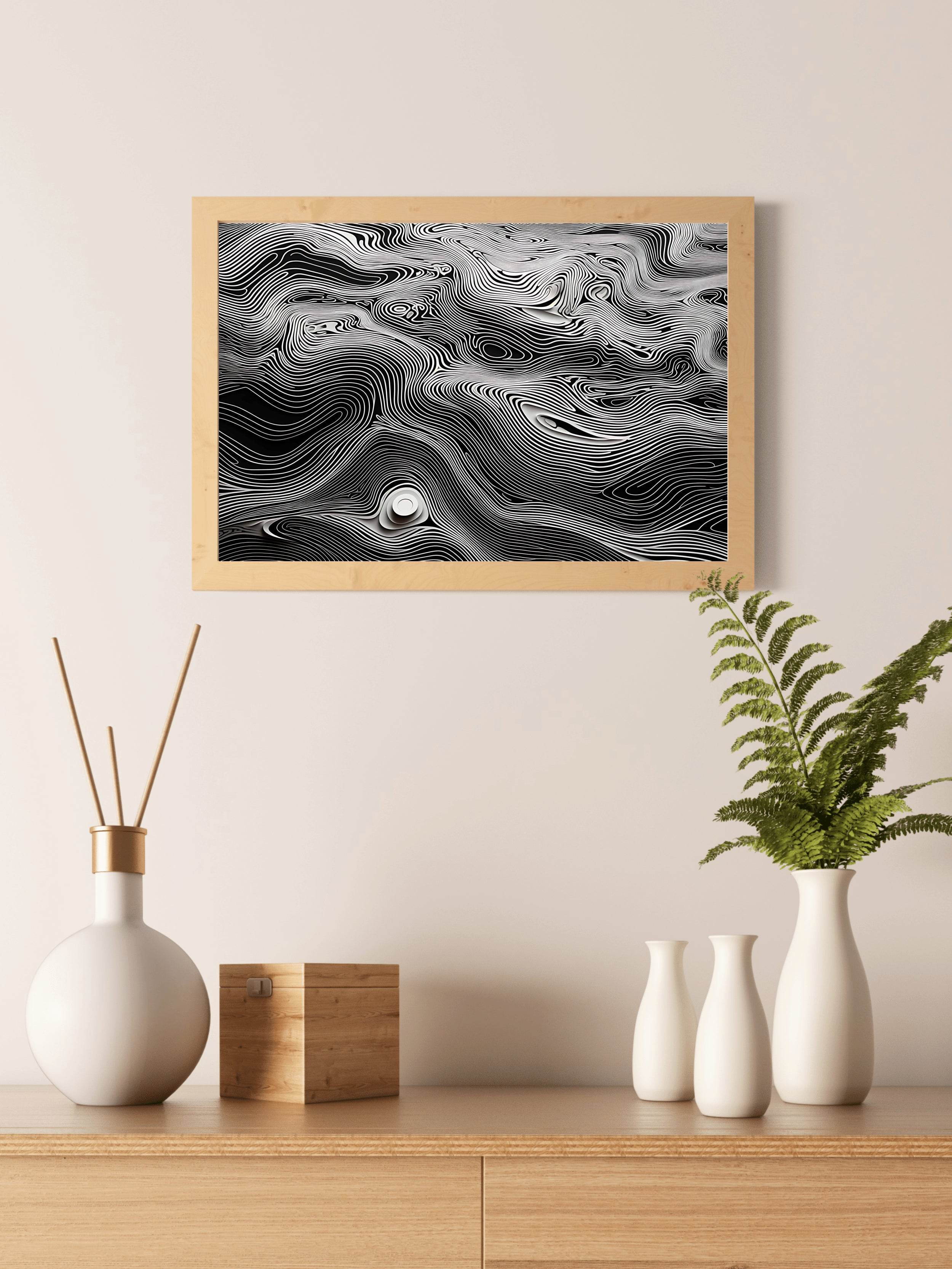 Wavy White Topography Abstract Wall Art - beink online art store