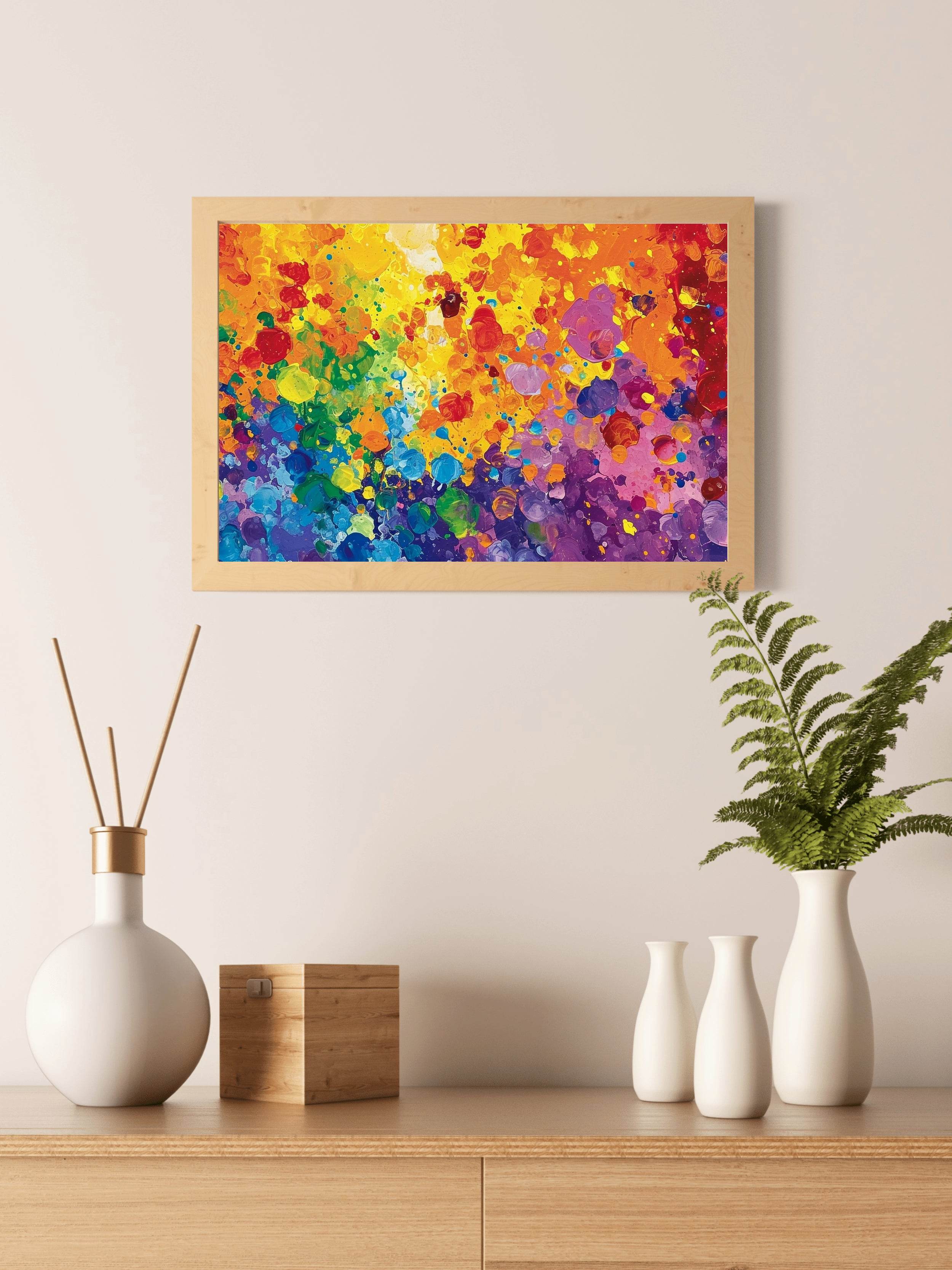 Multicolors Abstract of Paint Splattered on Canvas - beink online art store