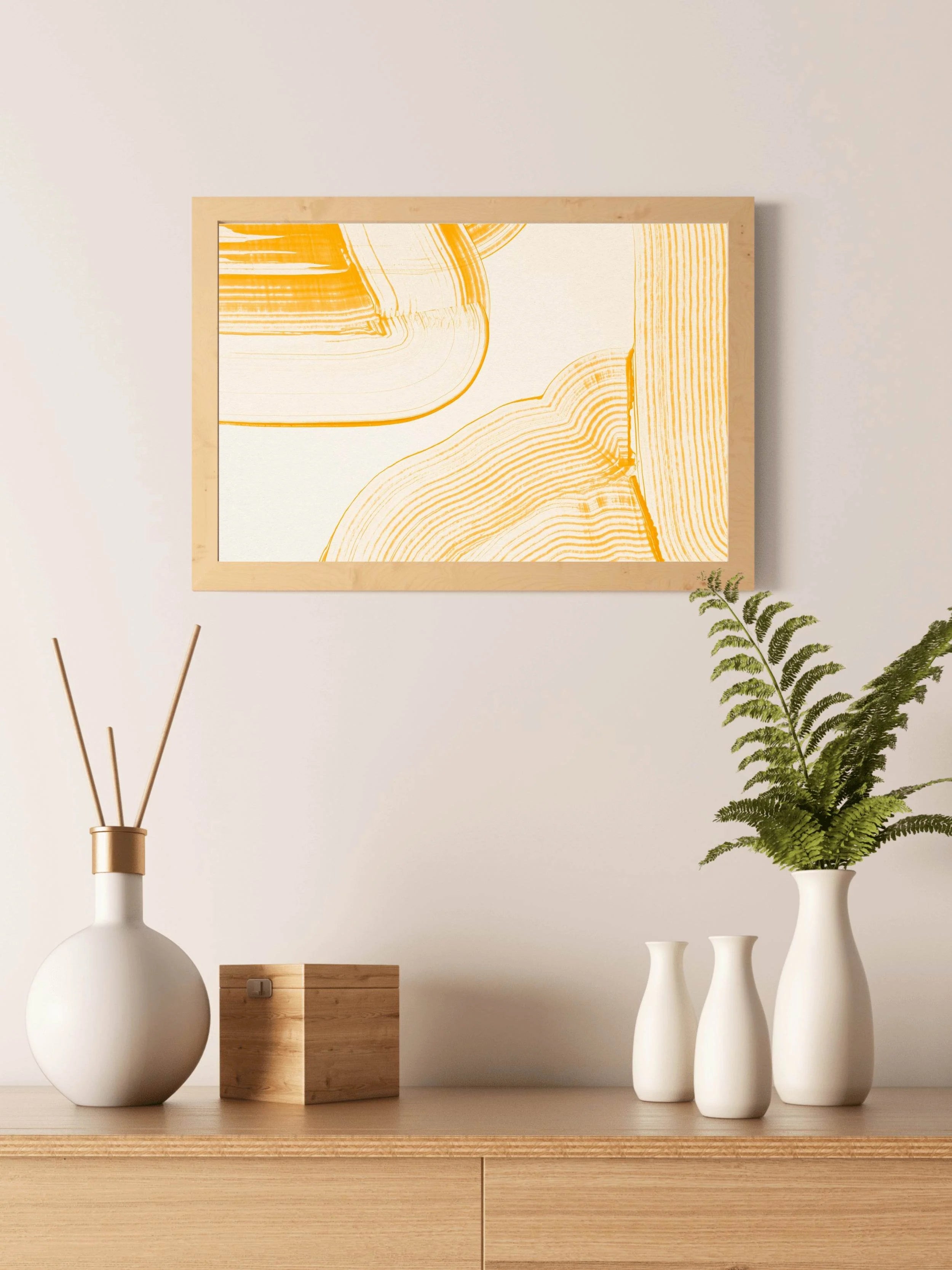 Yellow Brush Strokes Abstract Wall Art - beink online art store