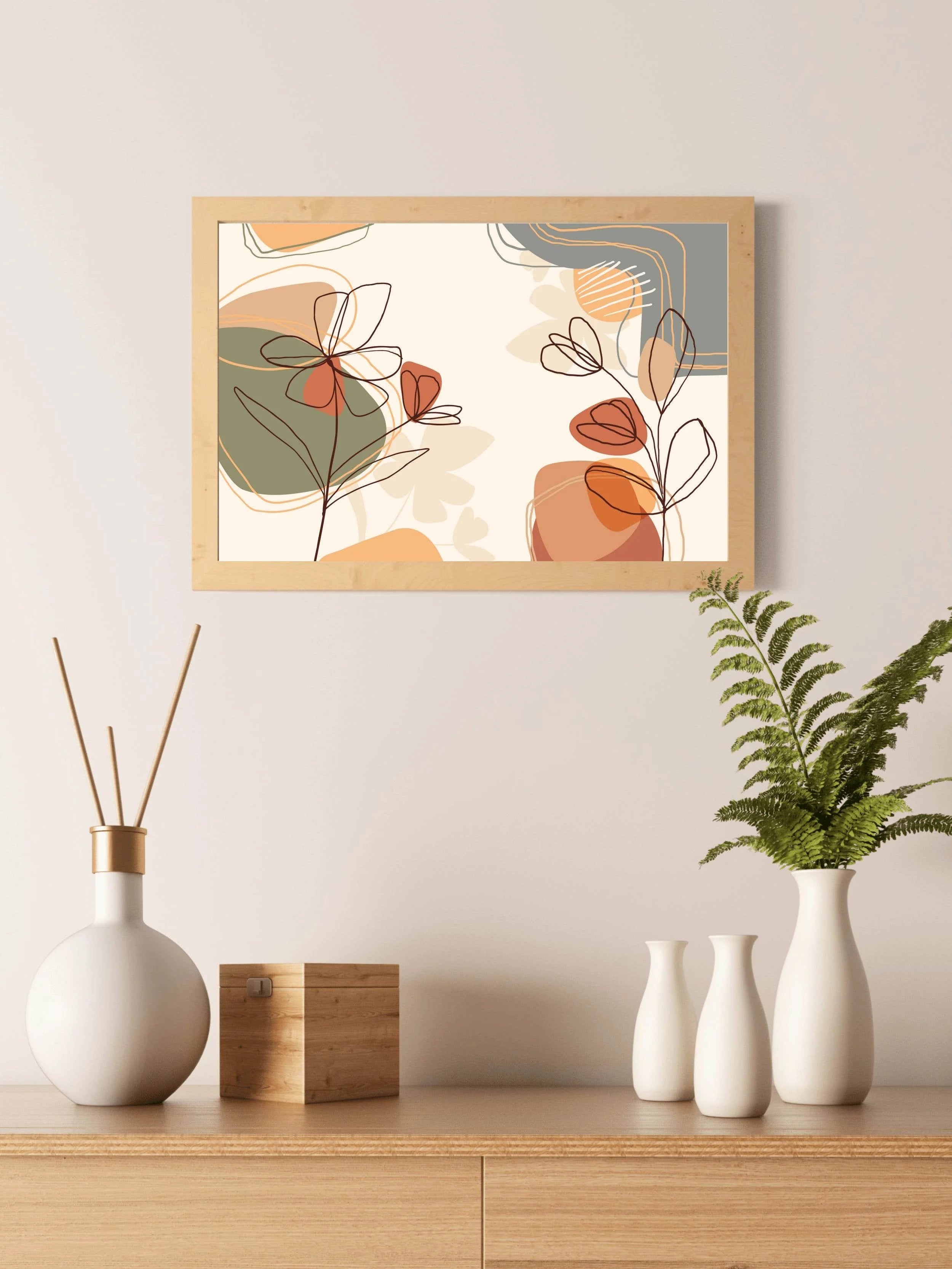 Handdrawn Flowers Abstract Wall Art - beink online art store