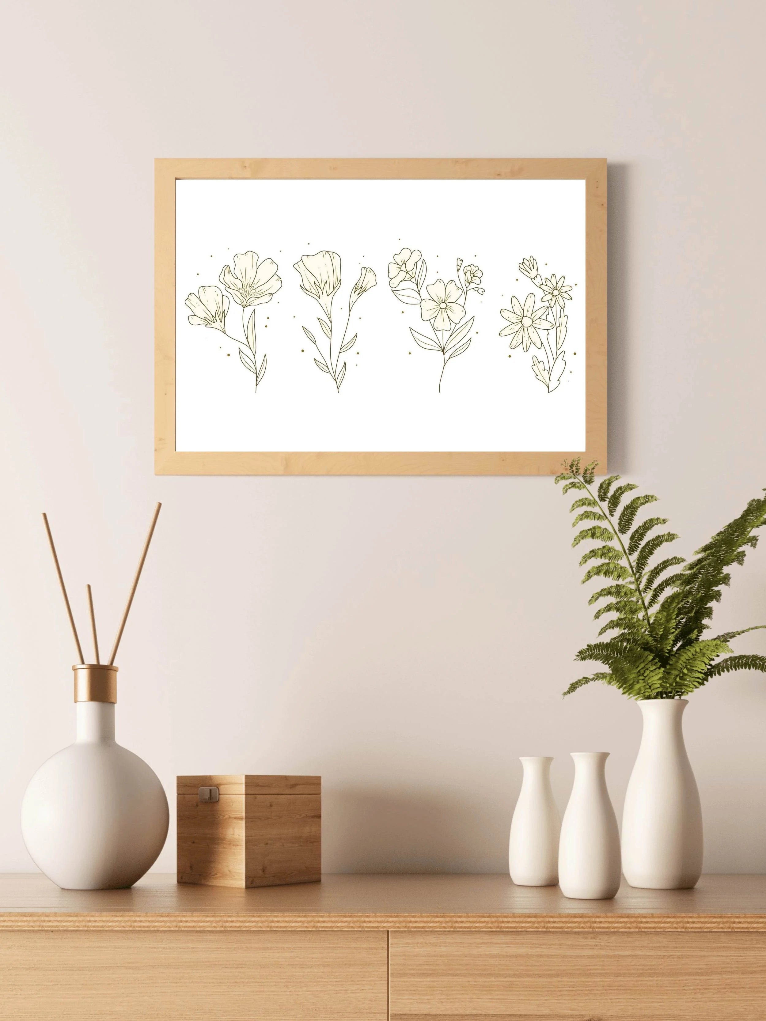 Orchid Bouquet Line Art - beink online art store