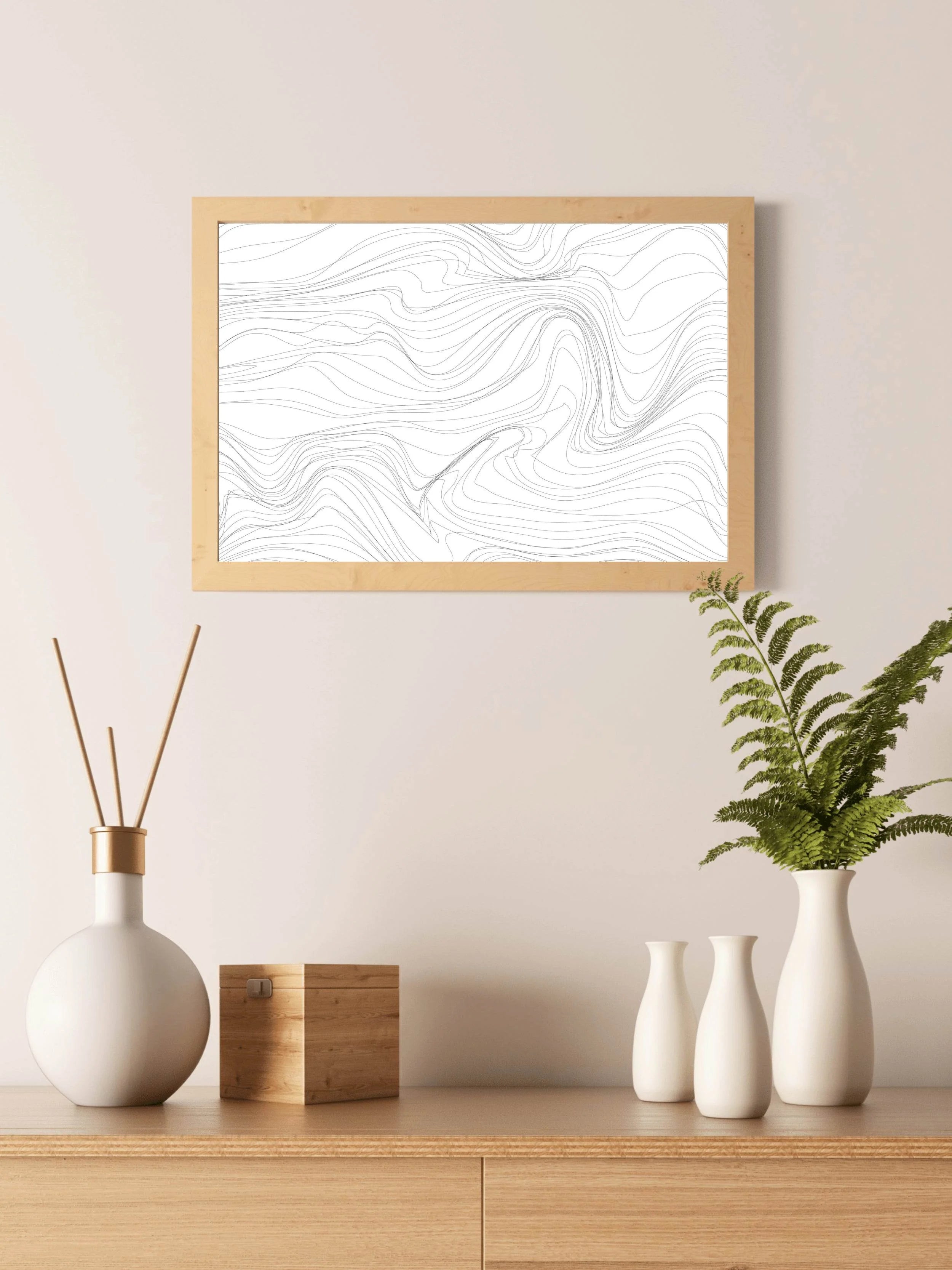 Wavy Embossed Lines Wall Art - beink online art store