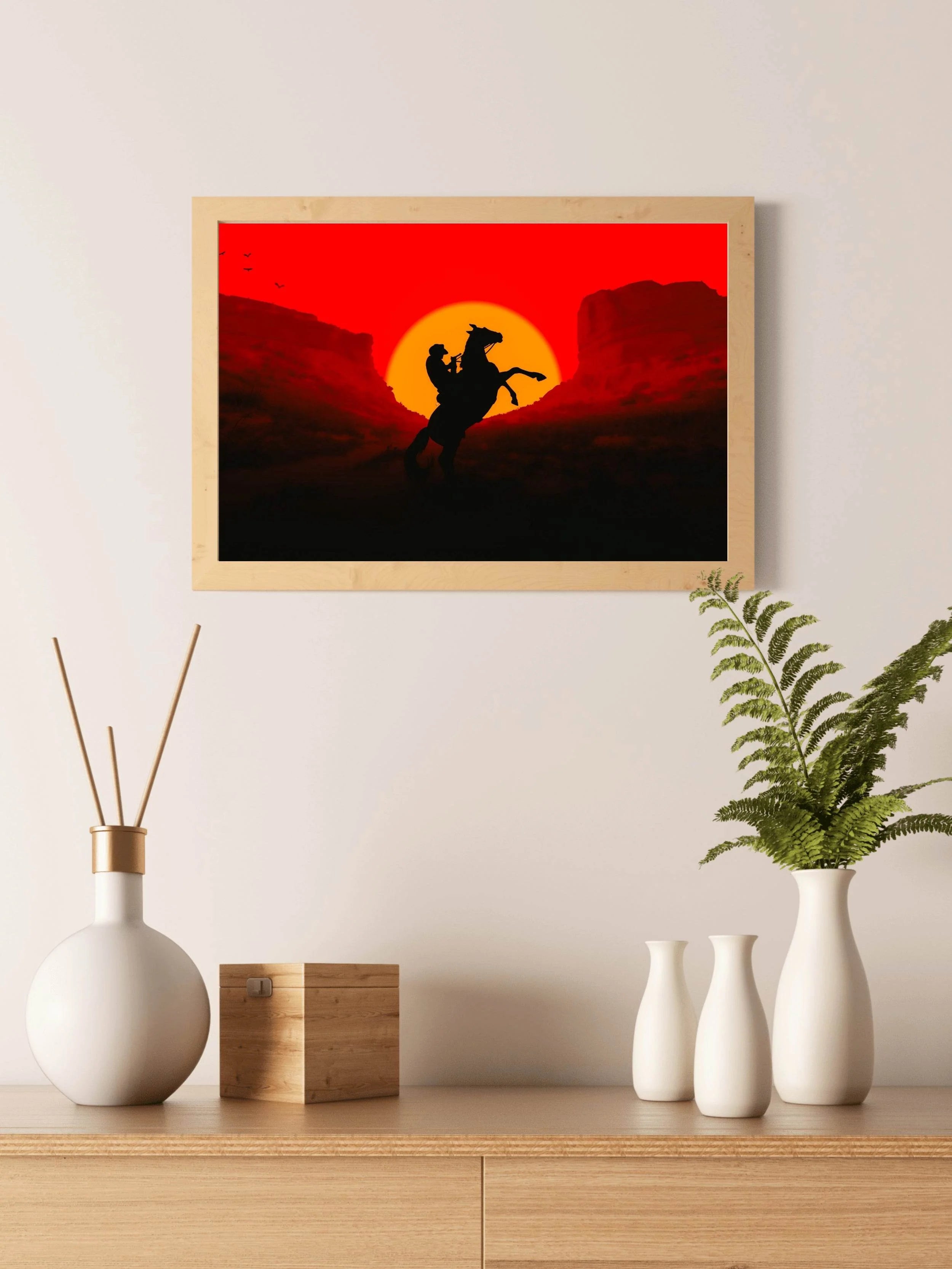 Red Dead Redemption Sunset Gaming Wall Art - beink online art store