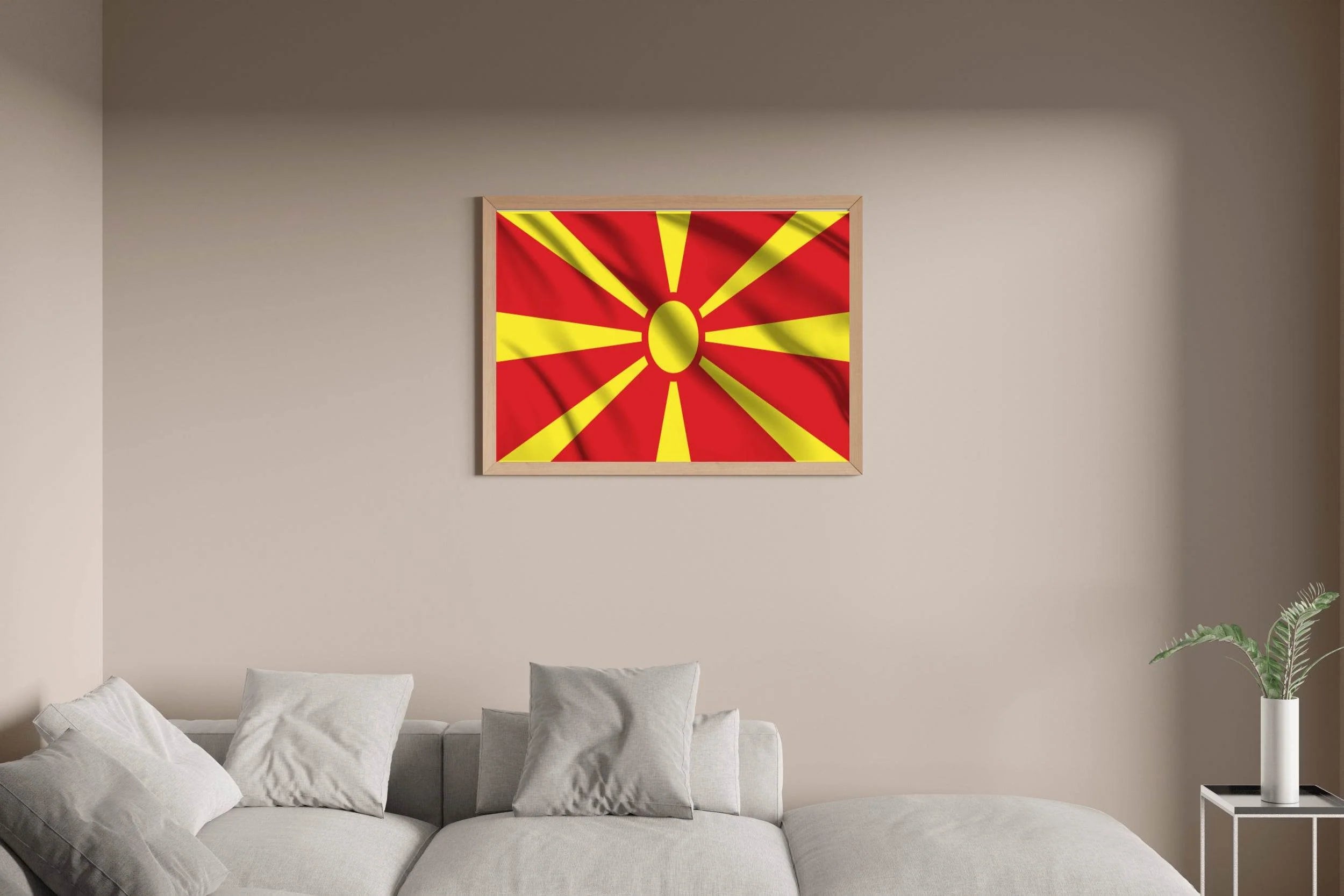 North Macedonia National Flag Wall Art - beink online art store