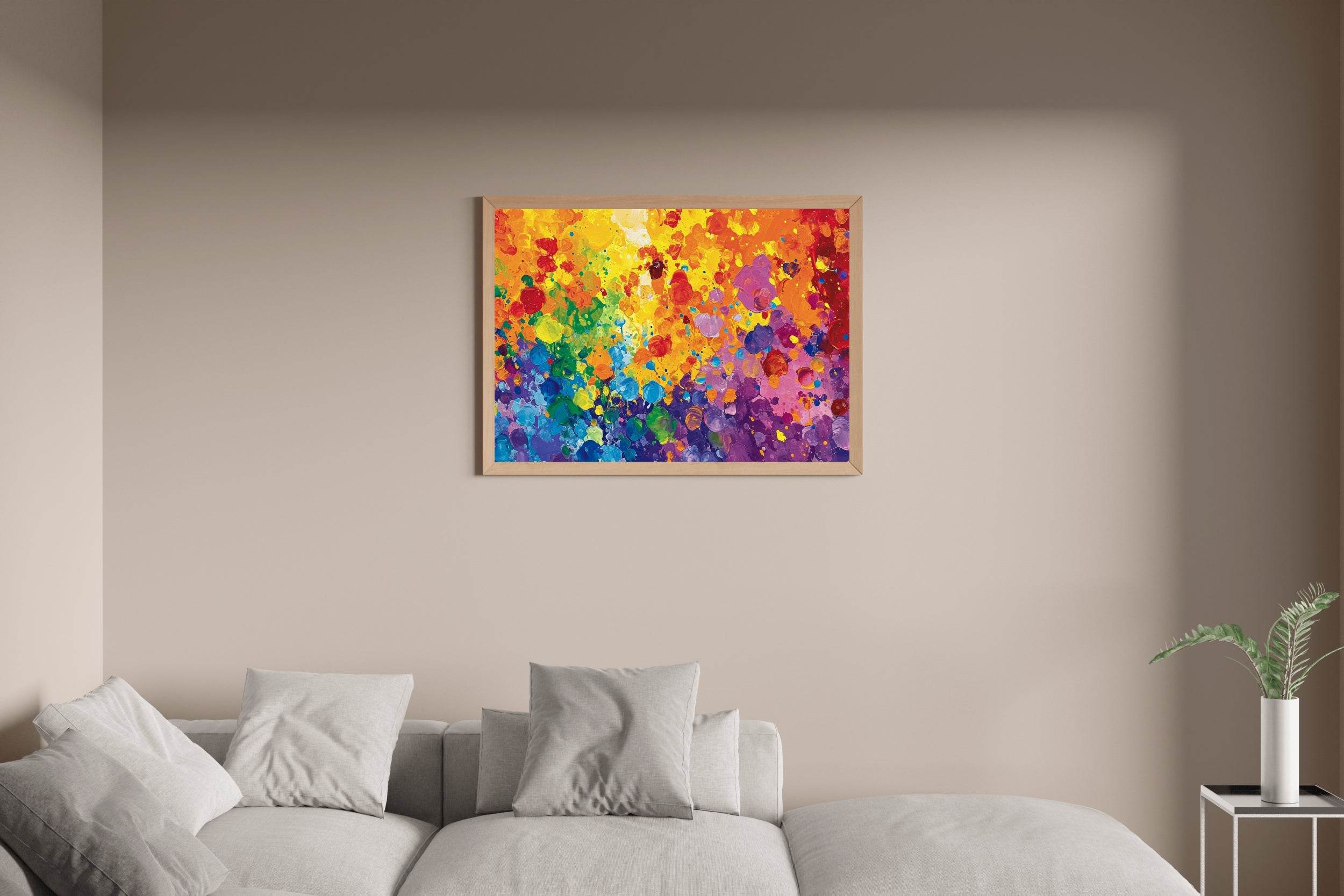 Multicolors Abstract of Paint Splattered on Canvas - beink online art store